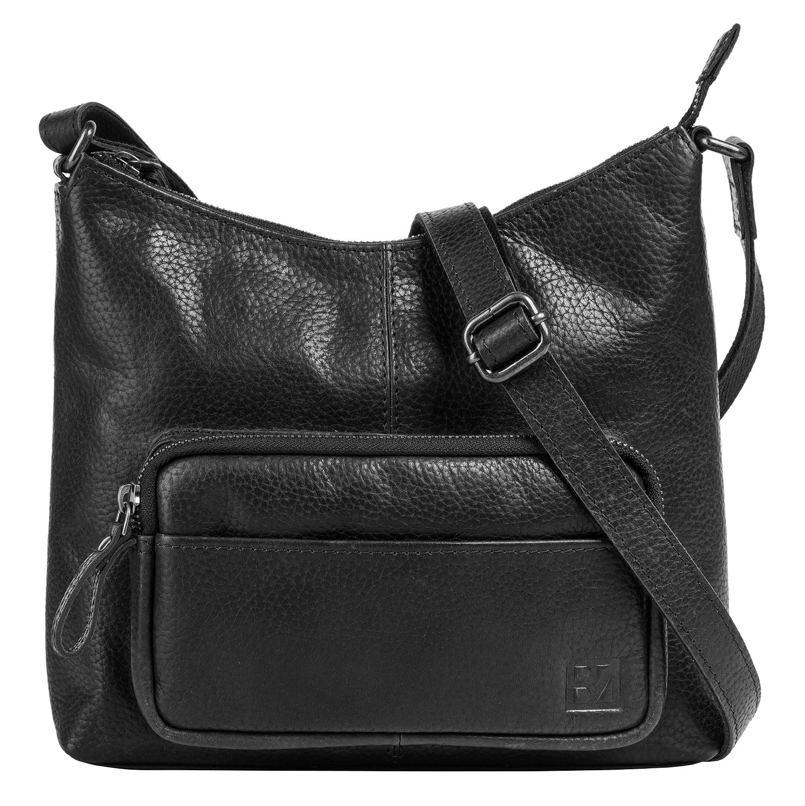 Umhängetasche BODENSCHATZ, Damen, Gr. B/H/T: 23cm x 23cm x 4cm onesize, schwarz, Leder, leicht glänzend, unifarben, Taschen Umhängetasche, echt Leder