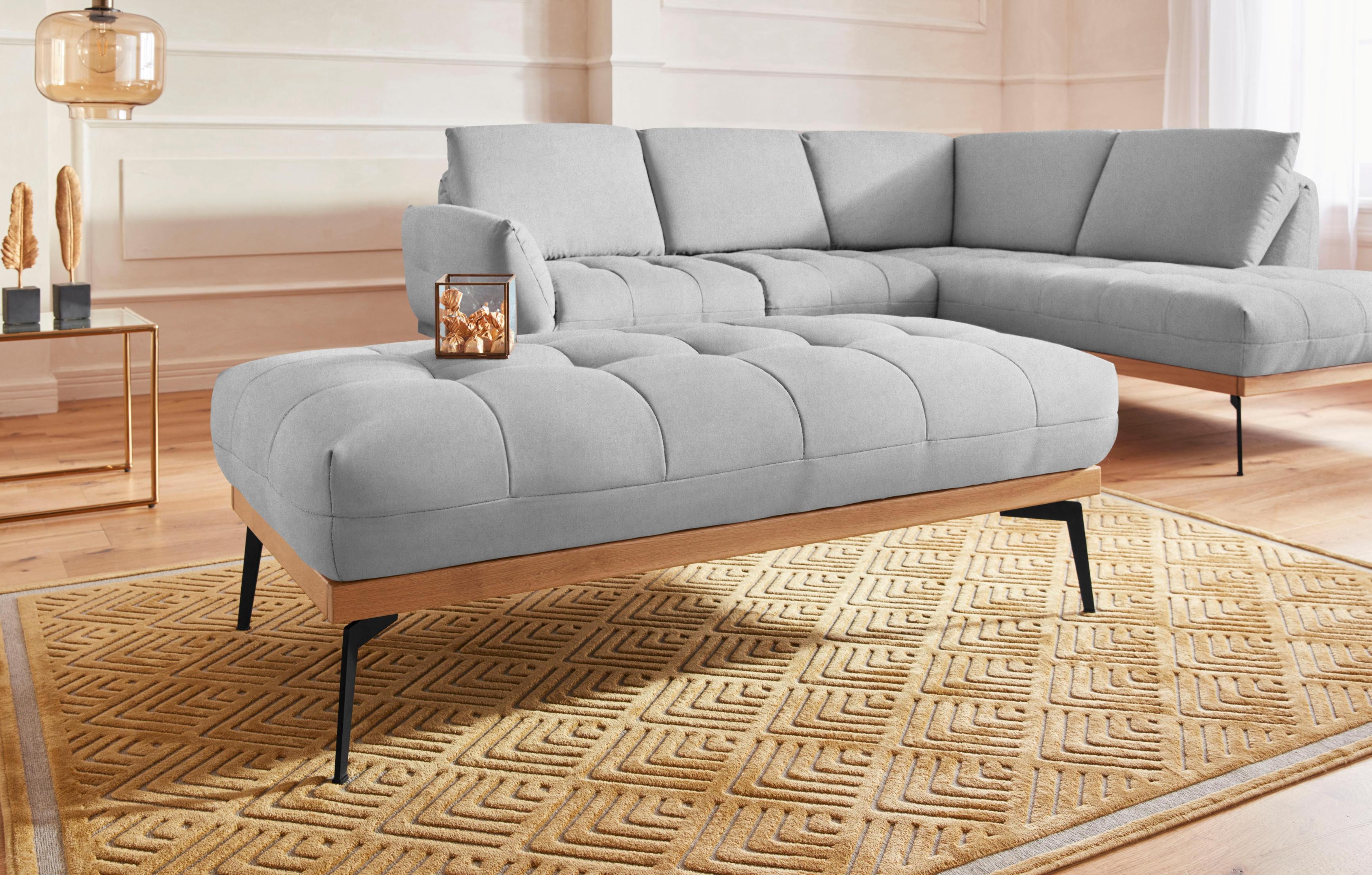 Hocker EXXPO - SOFA FASHION "Palic, moderner Polsterhocker mit tollen Verarbeitungsdetails", silber, B:139cm H:47cm T:71cm, Hocker, Hocker