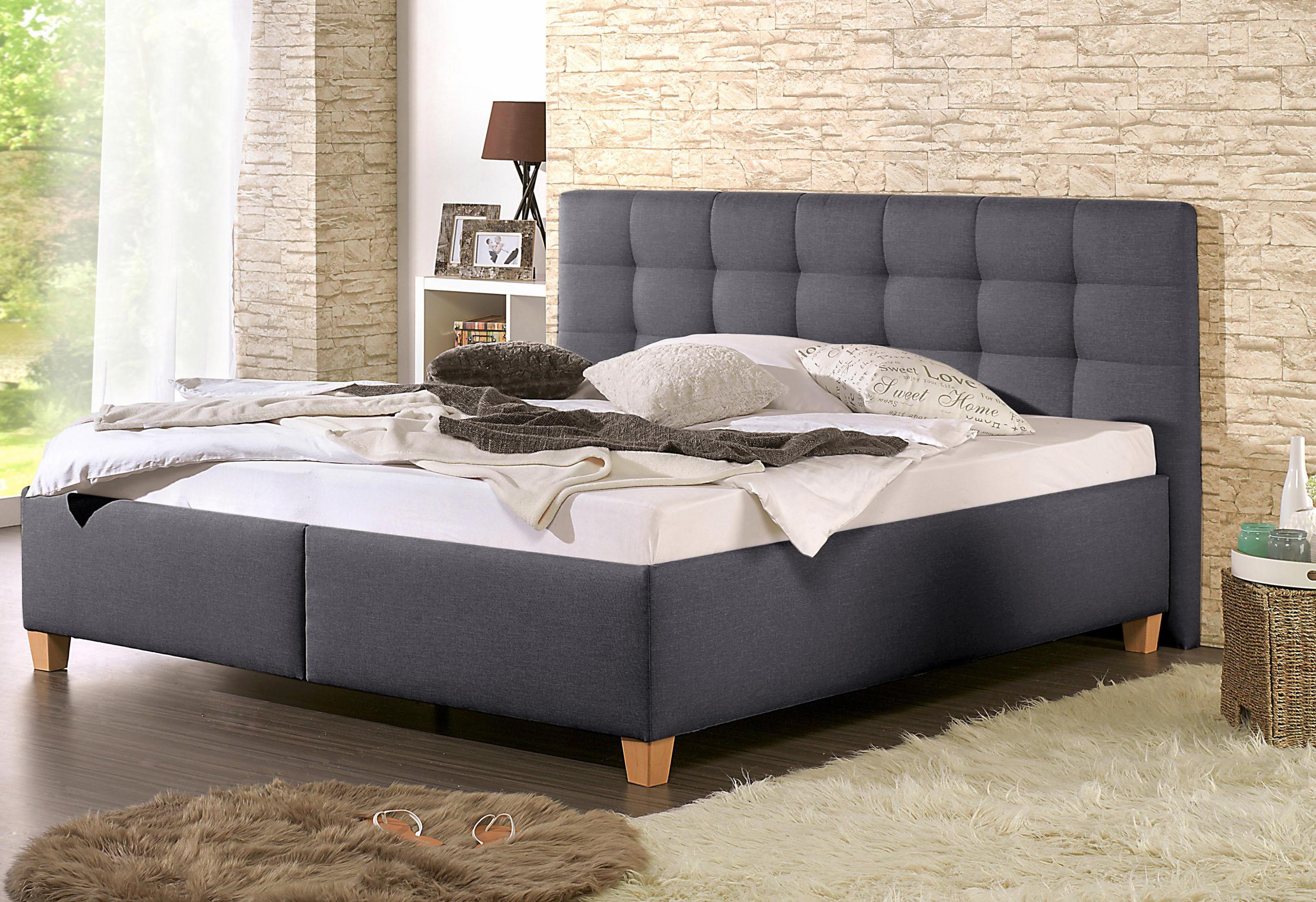 Polsterbett MAINTAL "Madane", grau (anthrazit), B:114cm H:107cm L:207cm, Betten, Polsterbett, wahlweise mit Matratze in den Härtegraden H2,H3 oder H4