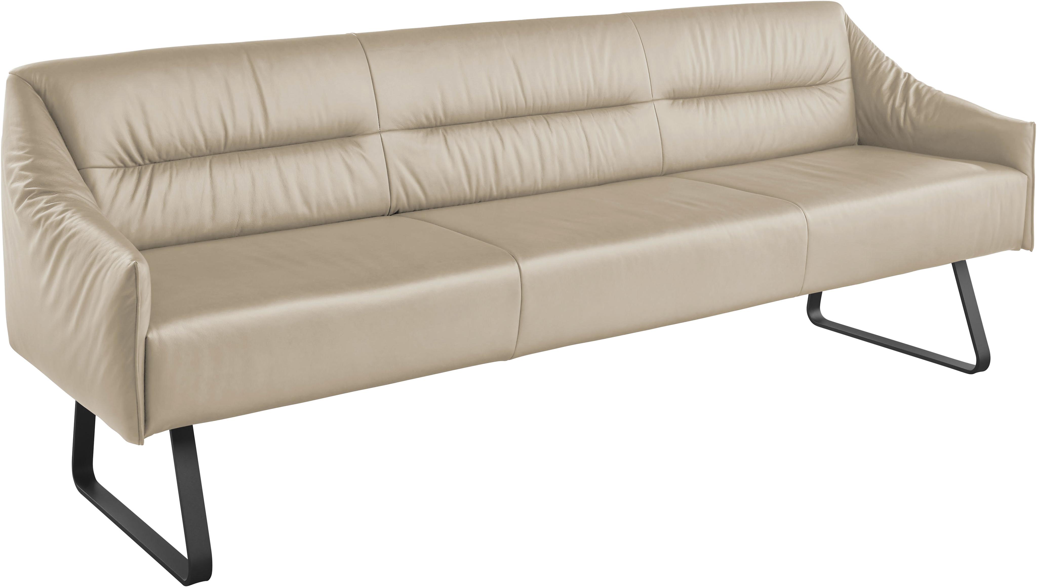 Essbank MUSTERRING "JustB SP500", beige (desert), B:262cm H:86cm T:70cm, Sitzbänke, Essbank, Metallkufe schwarz, verschiedene Farben, Breite 220 oder 250 cm