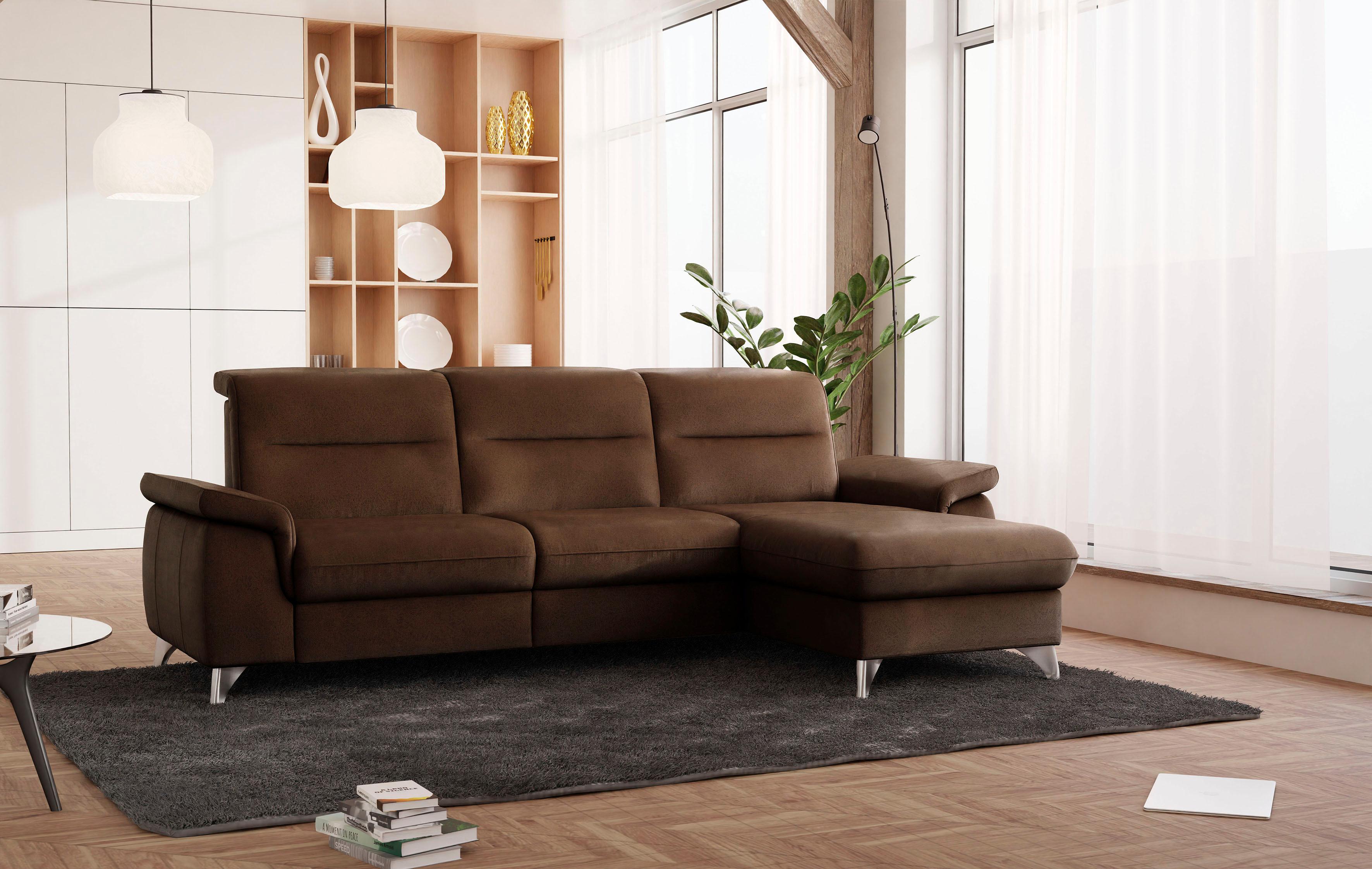 Ecksofa SIT & MORE "Astoria L-Form", braun (dunkelbraun), B:260cm H:91cm T:175cm, 100% Polyester, Sofas, Ecksofa, wahlweise mit motorischer Relaxfunktion