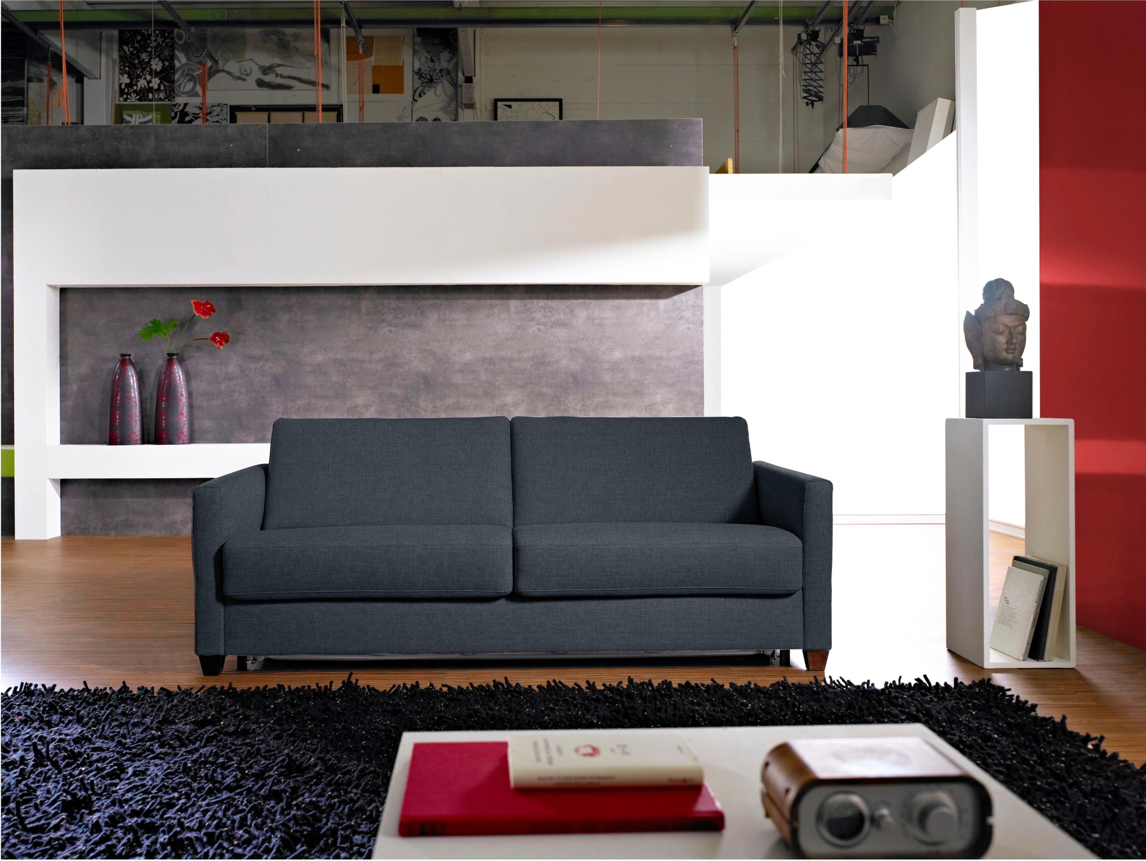 Schlafsofa BALI "Norwalk", blau (blau, anthrazit), B:182cm H:83cm T:100cm, Sofas, Schlafsofa, in 140er und 160er Breite, 3 Varianten, auch mit Ergoflex-Lattenrost