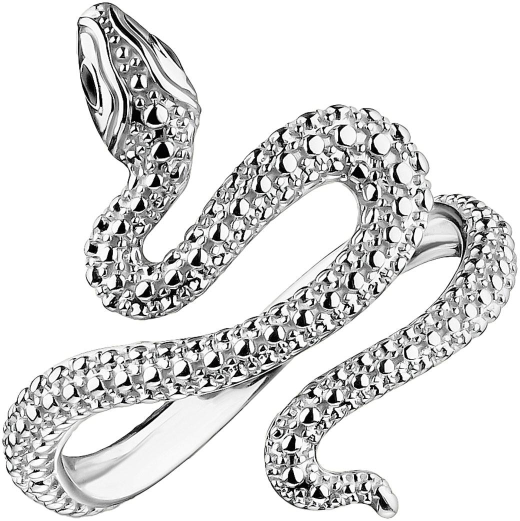 Fingerring THOMAS SABO "Schlangen-Optik Tempting Romance" Gr. 52, silber (silberfarben, schwarz), Fingerringe, Damen, 52, Silber 925 (recycelt), 2,7mm, Fingerring