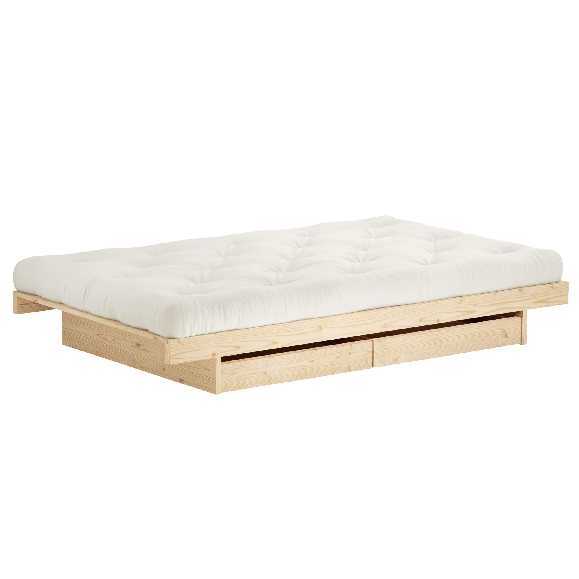 Bettgestell KARUP DESIGN "Kanso Bed, Stauraumbett, Bett mit oder ohne Schubladen", beige (kiefer natur), B:92cm H:25cm L:200cm, Betten, Bettgestell, Bett mit/ohne Schubladen, inkl Lattenrost, FSCzertifiert