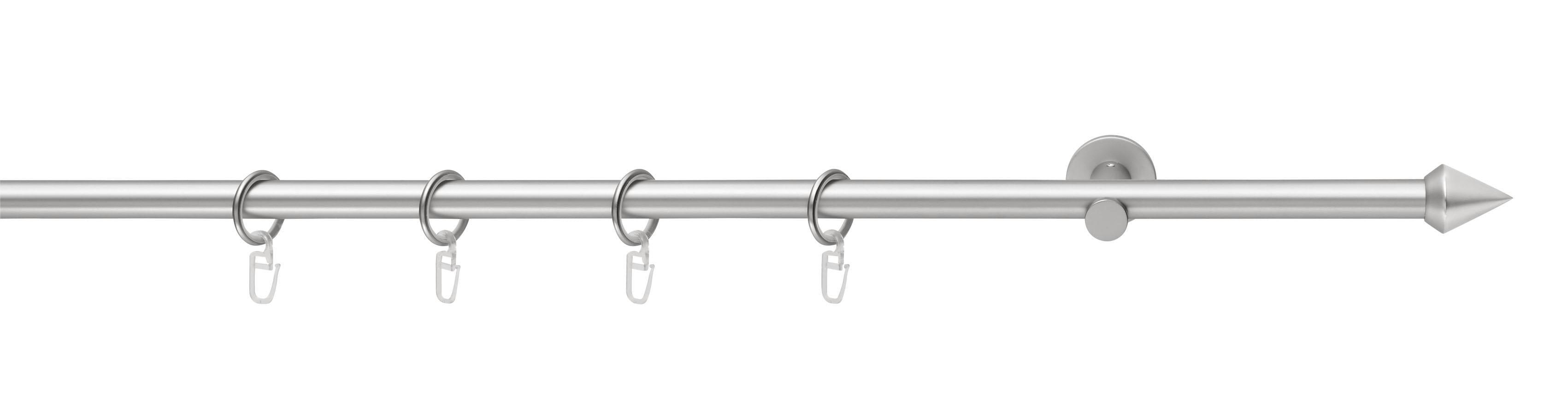 Gardinenstange GOOD LIFE "PUNTA" Gr. 1, grau (chromfarben), L:340cm Ø:16mm, Kunststoff, Metall, Gardinenstangen, Gardinenstange, mit Ringen