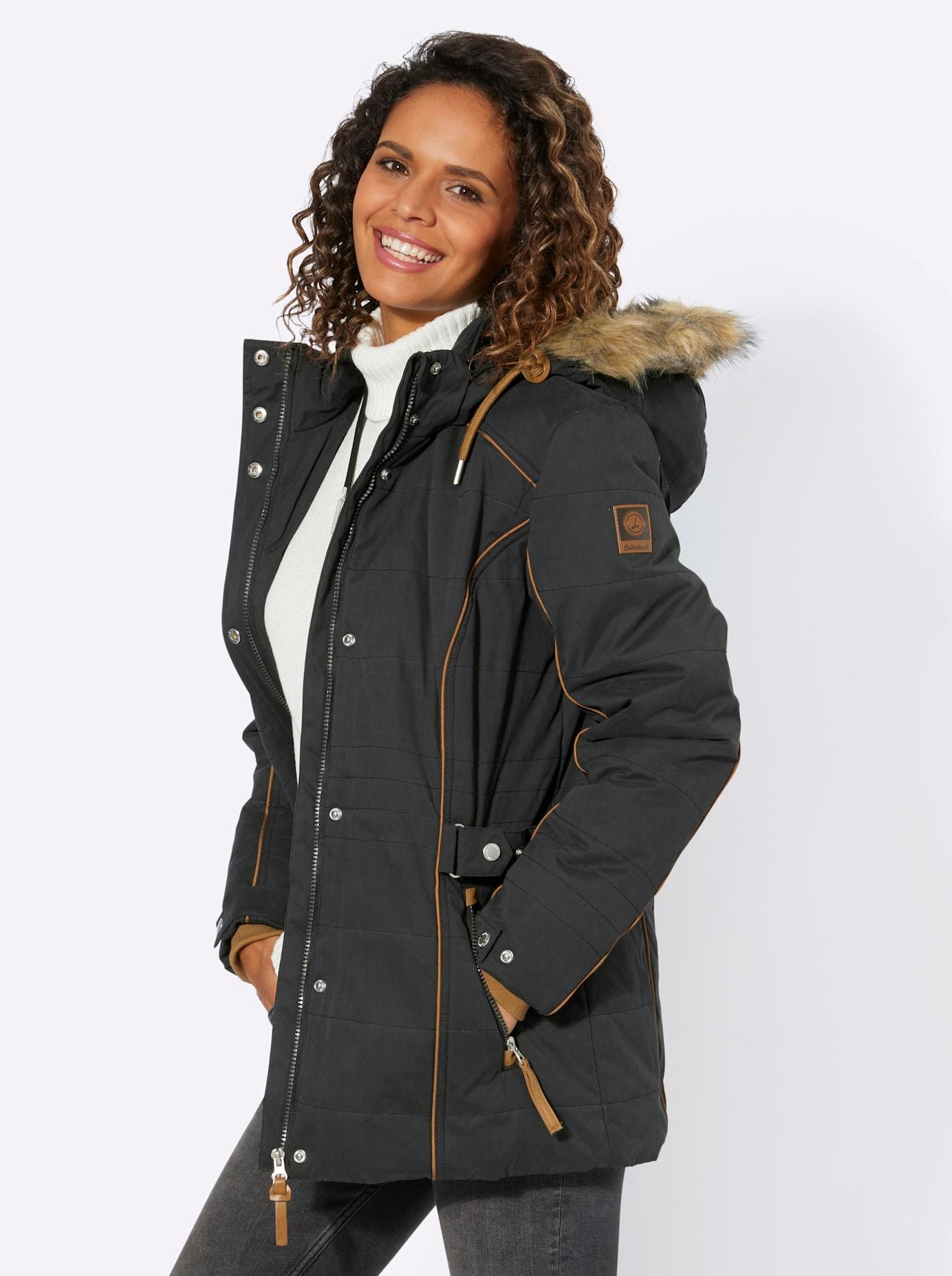 Steppjacke CASUAL LOOKS, Damen, Gr. 18, schwarz, 50% Polyester, 37% Baumwolle, 13% Polyamid, Kunstpelz:80% Polyacryl, 20% Polyester, unifarben, Jacken Steppjacke