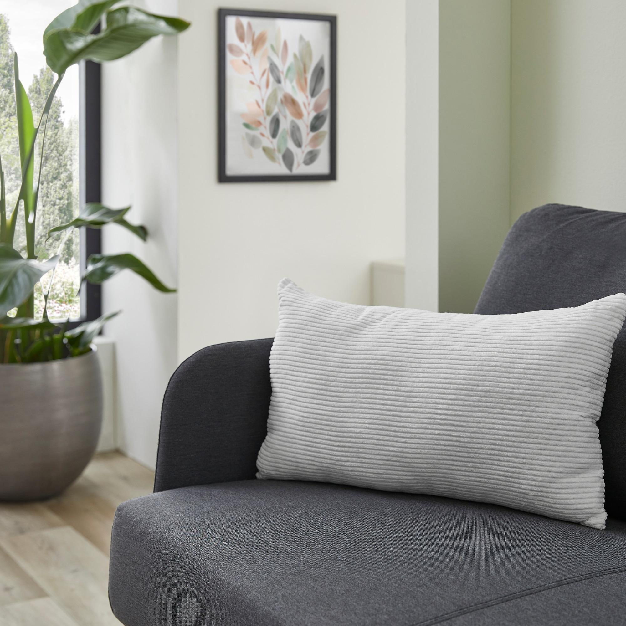 Dekokissen ANDIAMO "Cord Kissen Emy, Kissenhülle mit Füllung", weiß (weiß, cord unifarben), B:50cm H:12cm L:30cm, Polyester, Dekokissen_Sitzkissen_Kissenhüllen, Dekokissen, Sofakissen, eckig, 40x40 oder 30x50 cm, auch als 4er Set erhältlich