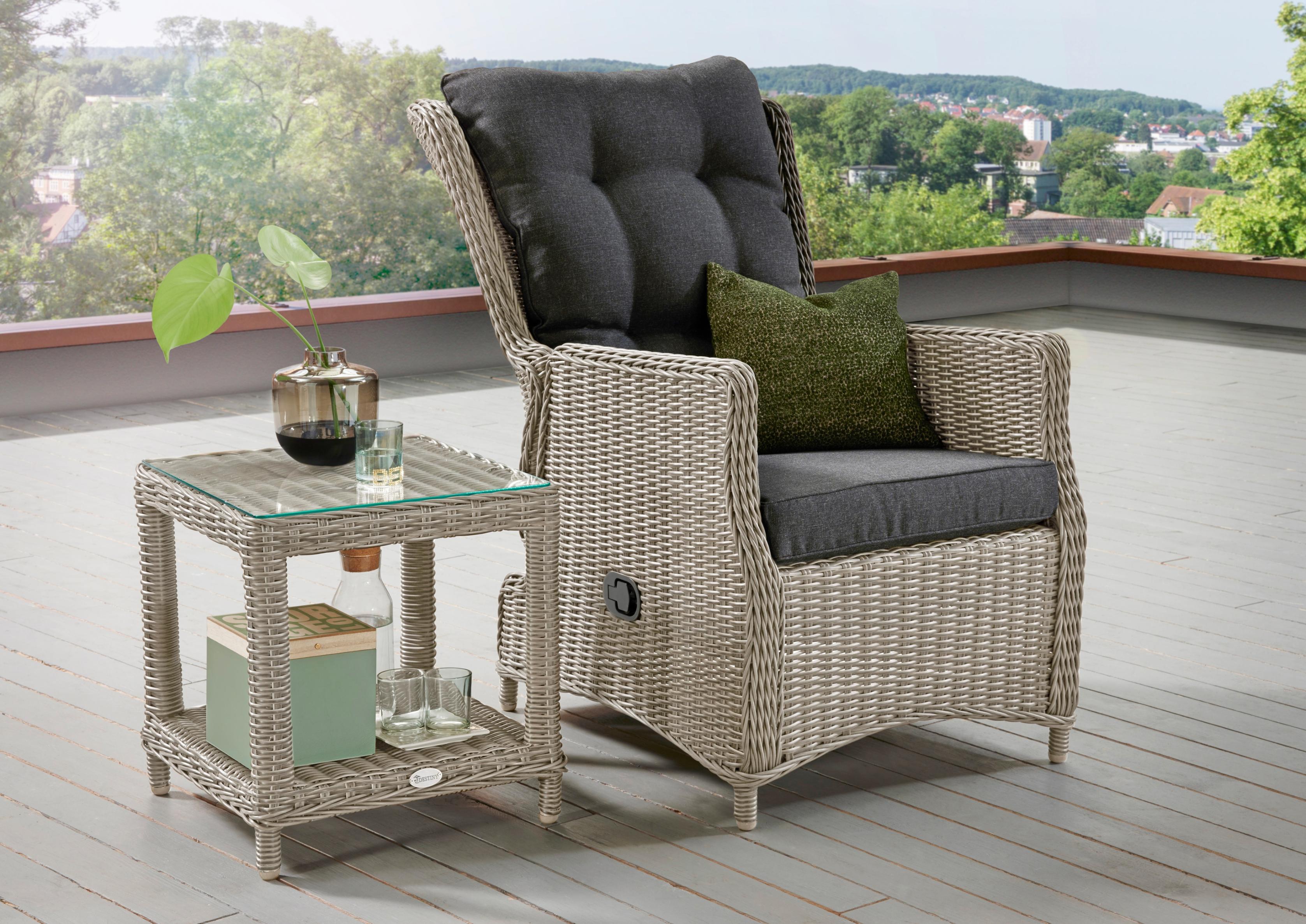 Gartenlounge-Set DESTINY "CASA MERANO", weiß (vintage weiß, hellgrau), Obermaterial: 100% Polyester. Füllung: 100% Polyurethan, Sitzmöbel-Sets, Gartenlounge-Set, Aluminium, Polyrattan