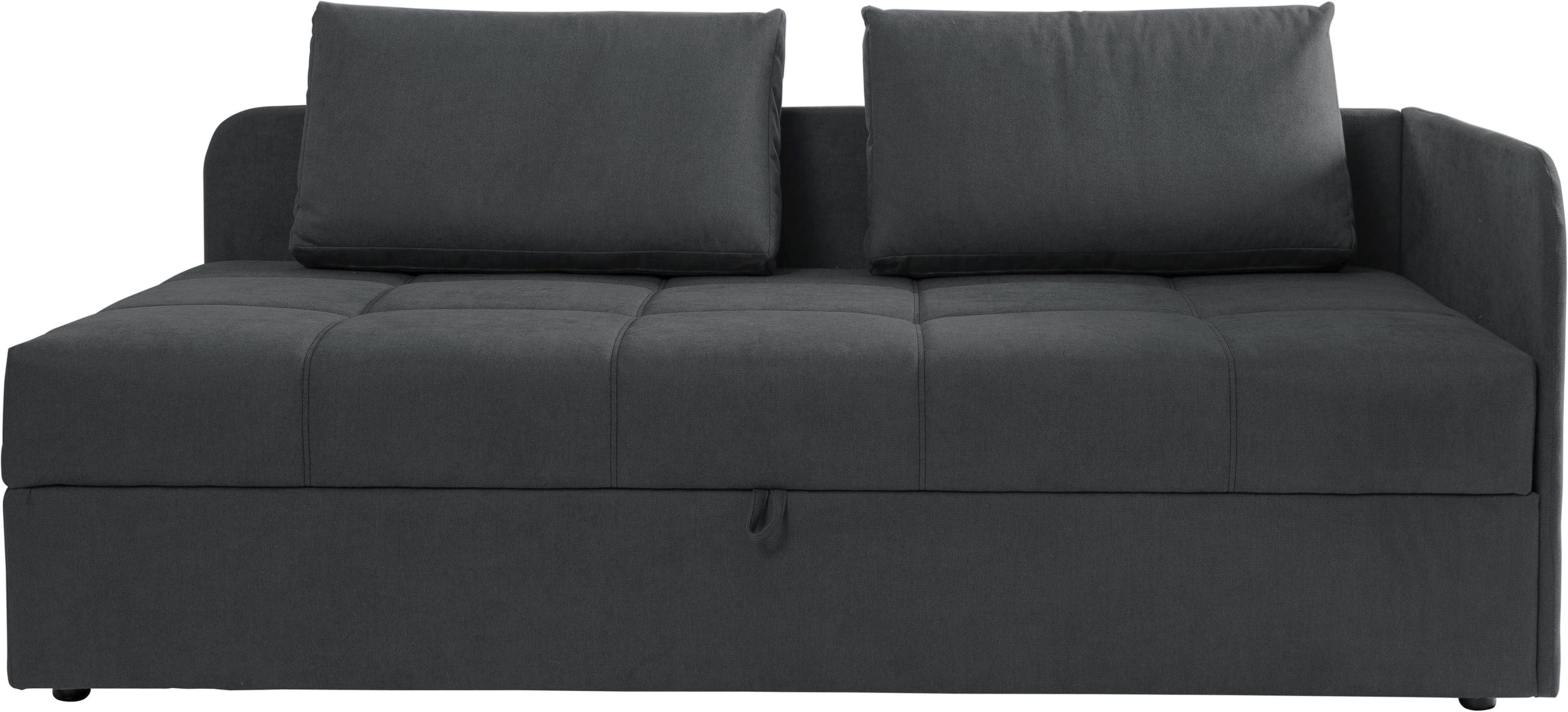 Schlafsofa ALINA "Marla", grau (basaltgrau eqe 129), B:205cm H:73cm T:95cm, Chenille EQE (100% Polyester), Sofas, Schlafsofa, inkl. Stauraum & 2 Rückenkissen, Armlehne wahlweise links oder rechts