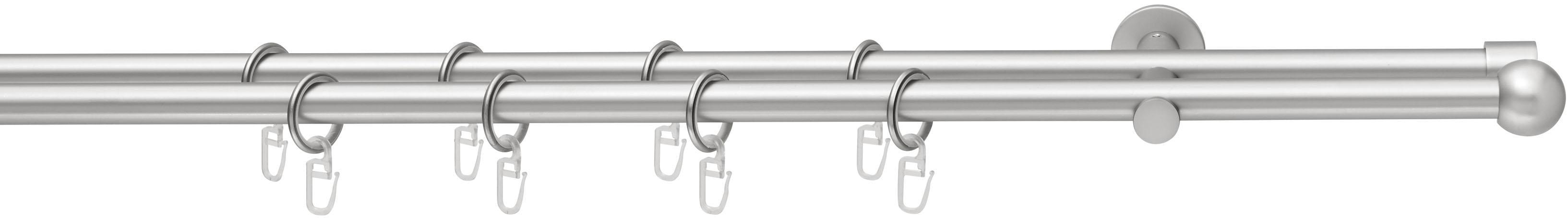 Gardinenstange GOOD LIFE "BOLA" Gr. 2, grau (chromfarben), L:400cm Ø:16mm, Kunststoff, Metall, Gardinenstangen, Gardinenstange, mit Ringen