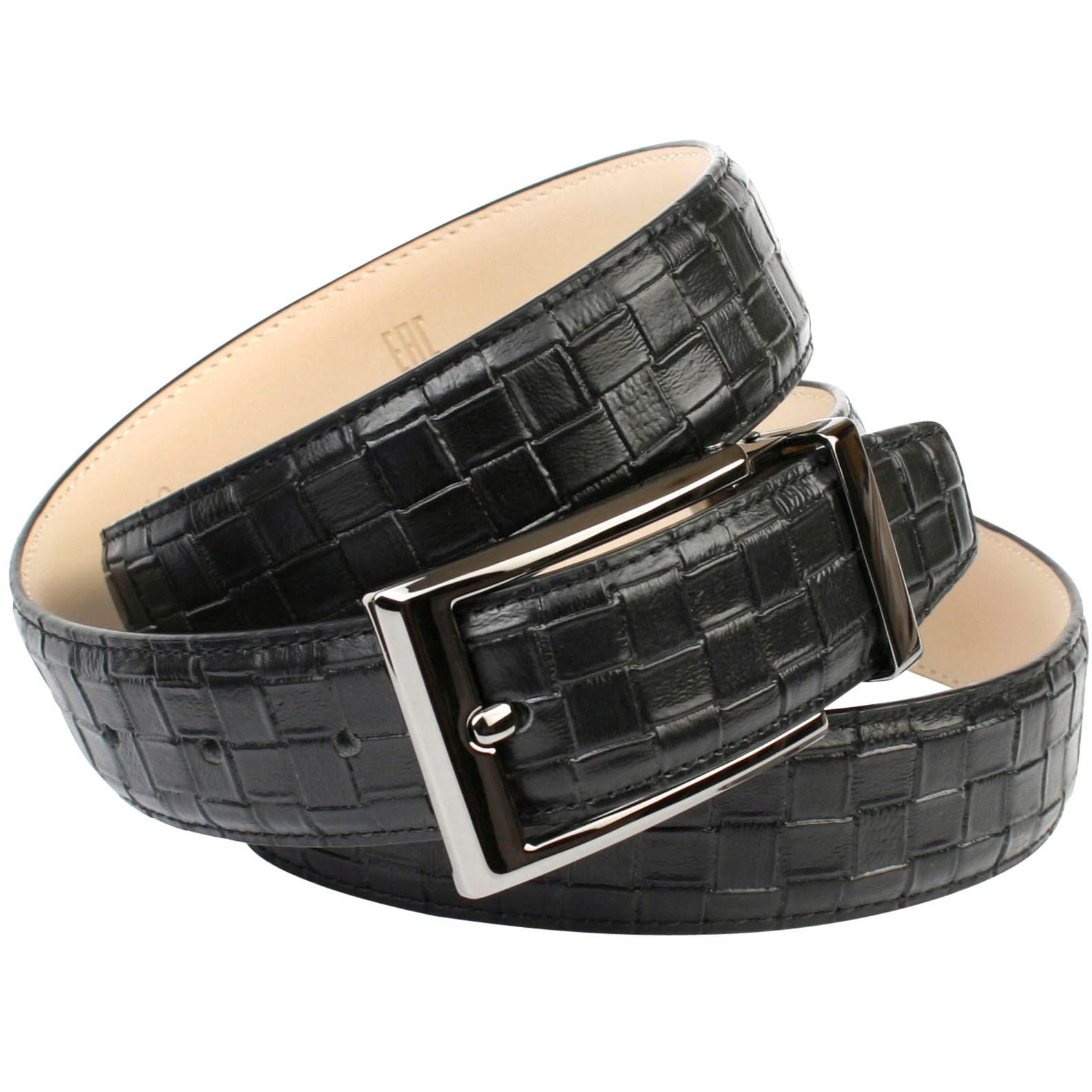 Ledergürtel ANTHONI CROWN, Herren, Gr. 105, schwarz, Leder, Flechtoptik, Gürtel Ledergürtel, Eleganter Ledergürtel mit Flecht-Prägung