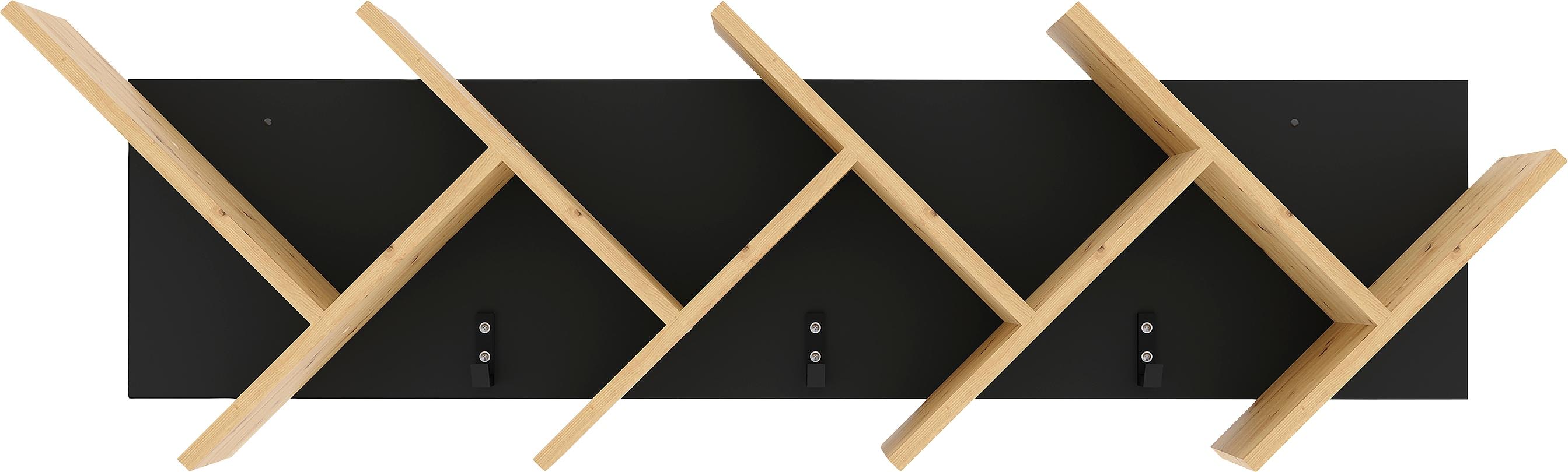 Wandregal FMD "Büchen 2", schwarz (schwarz, artisan), B:127,5cm H:38,5cm T:25,5cm, Holzwerkstoff, Regale, Wandregal