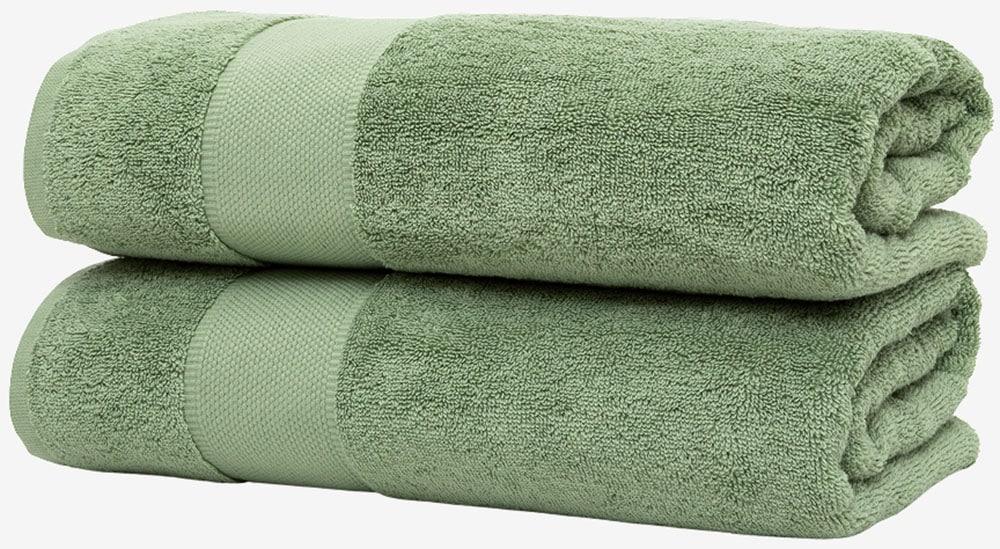 Duschtücher WOLKENFELD "Premium Low-Twist Baumwolle 550 g/m² – 2 große Duschtücher", grün, B:70cm L:140cm, Frottier, Baumwolle, Handtücher, Duschtücher, 70×140 cm – weich, saugfähig und ideal für Bad & Wellness