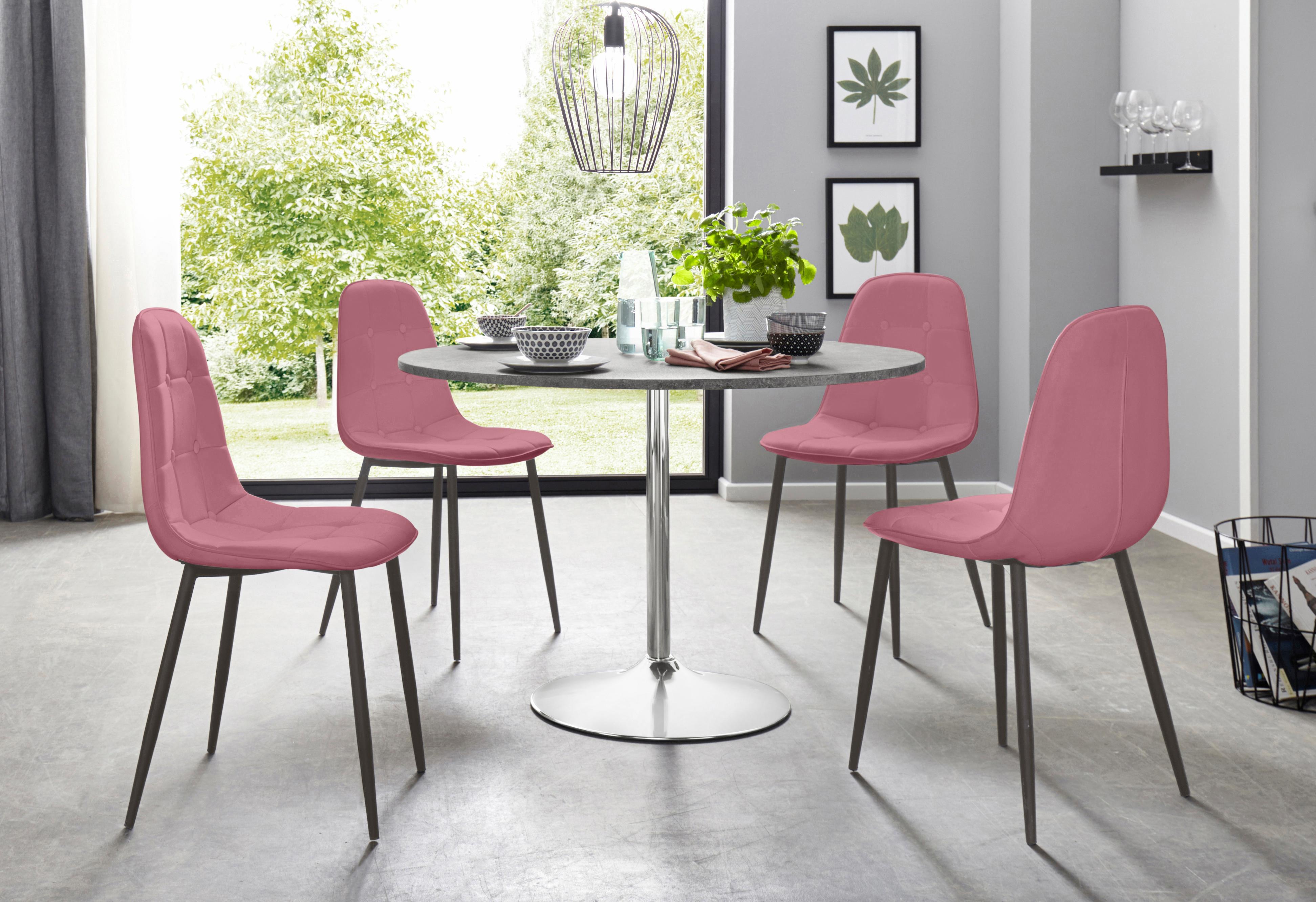 Essgruppe INOSIGN, rosa (zement, optik, rosa), Sitzmöbel-Sets, Essgruppe, mit rundem Tisch im Zement-Optik