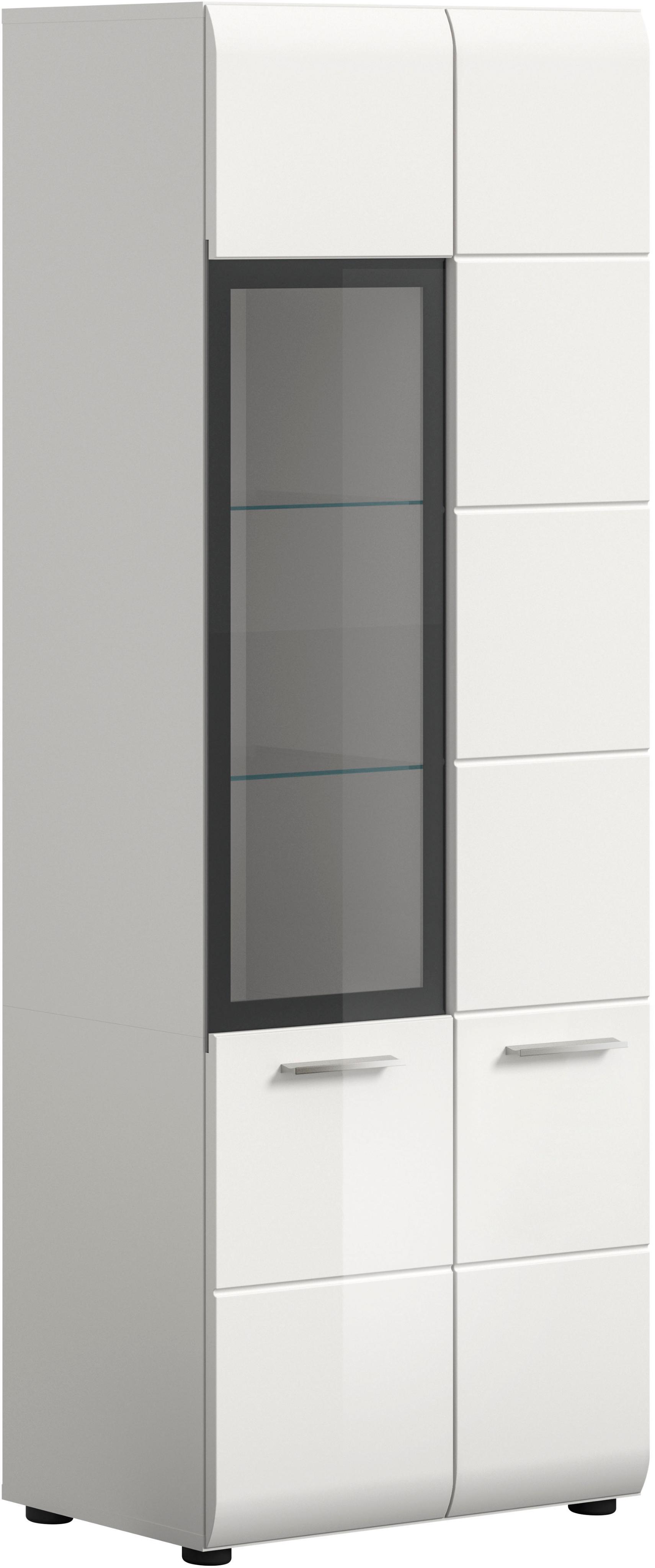 Vitrine HOME AFFAIRE "FLORENZ, Höhe: 160 cm, hochwertige MDF-Front, Glastür, Glasböden", weiß hochglanz tiefzieh, glas, B:60cm H:160cm T:34cm, FSC-zertifizierter Holzwerkstoff, Schränke, Vitrine, Vitrine, Vitrine weiß, Vitrinenschrank, Wohnzimmervitrine, Wohnzimmer