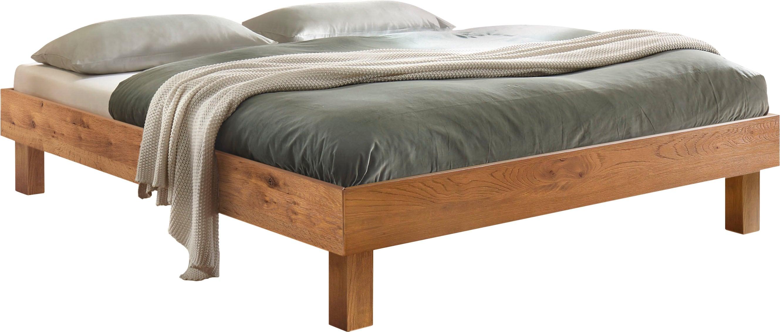 Holzbett HASENA "Rapallo", braun (wildeiche natur, geölt), B:186cm H:41cm L:205cm, Wildeiche massiv, Betten, Holzbett, Fußhöhe 25 cm