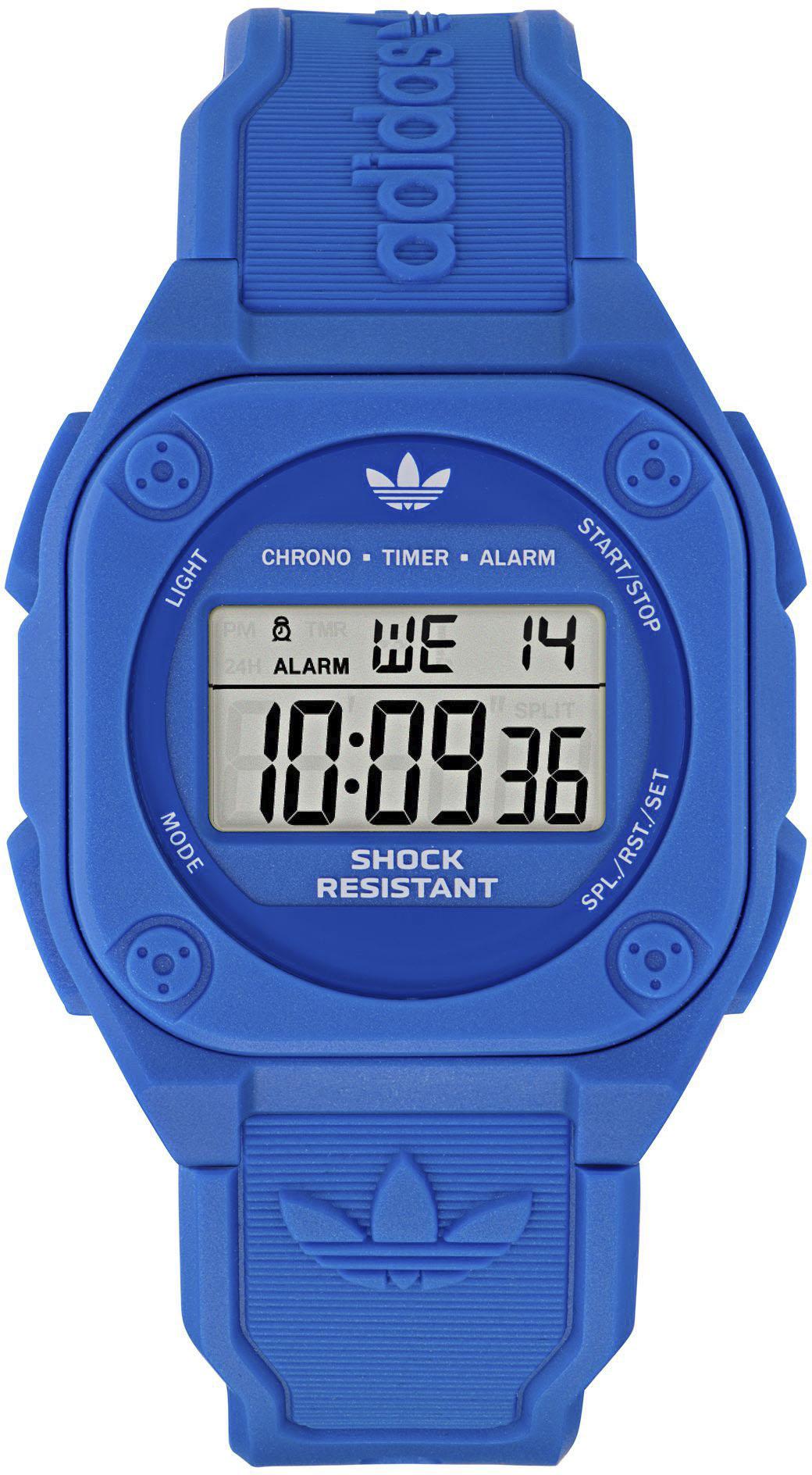 Chronograph ADIDAS ORIGINALS "CITY TECH FOUR", blau, Armbanduhren, Damen, Chronograph, Quarzuhr, Armbanduhr, Herrenuhr, Damenuhr,Datum, Stoppfunktion,digital