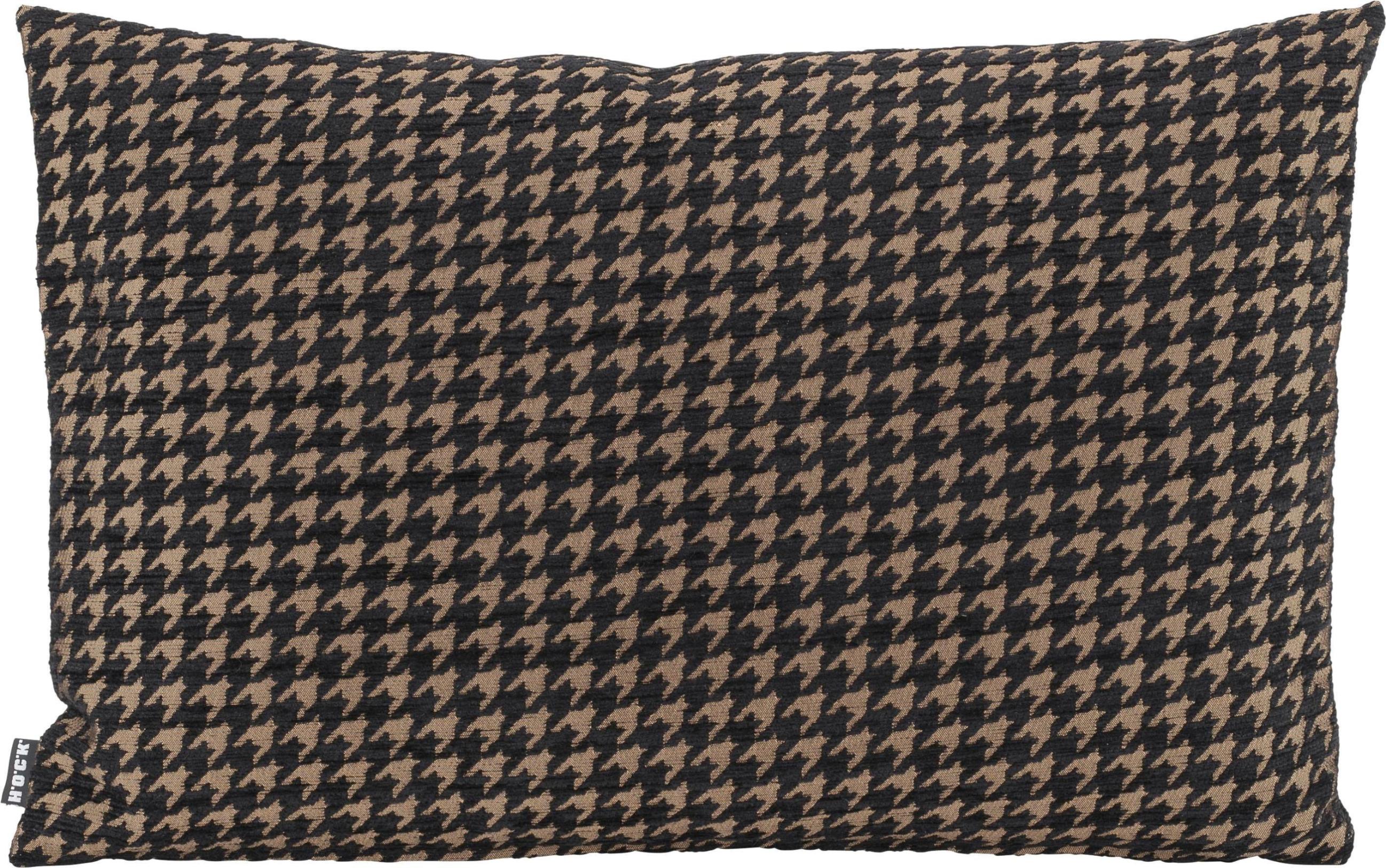 Dekokissen H.O.C.K. "Coven", gold (schwarz, goldfarben, gemustert), B:40cm H:10cm L:60cm, Polyacryl, Polyester, Dekokissen_Sitzkissen_Kissenhüllen, Dekokissen, mit Hahnentrittmuster, Kissenhülle mit Füllung, 1 Stück