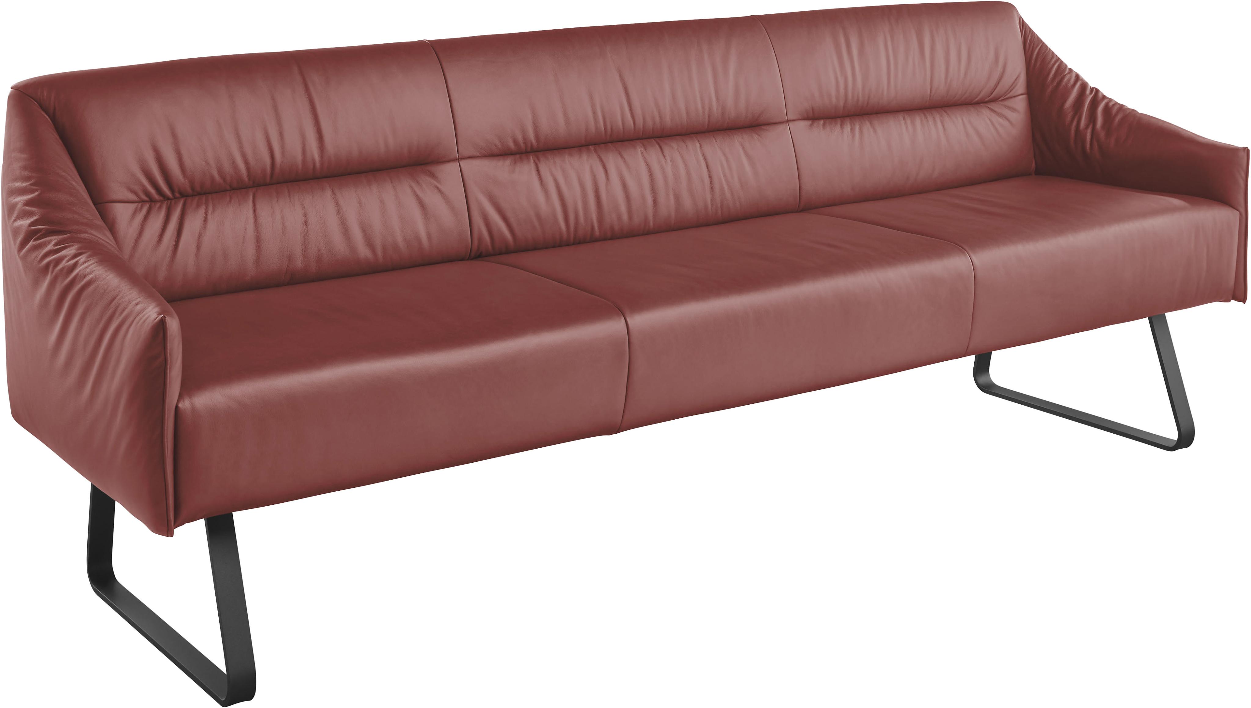 Essbank MUSTERRING "JustB SP500", rot (rot orange), B:262cm H:86cm T:70cm, Sitzbänke, Essbank, Metallkufe schwarz, verschiedene Farben, Breite 220 oder 250 cm