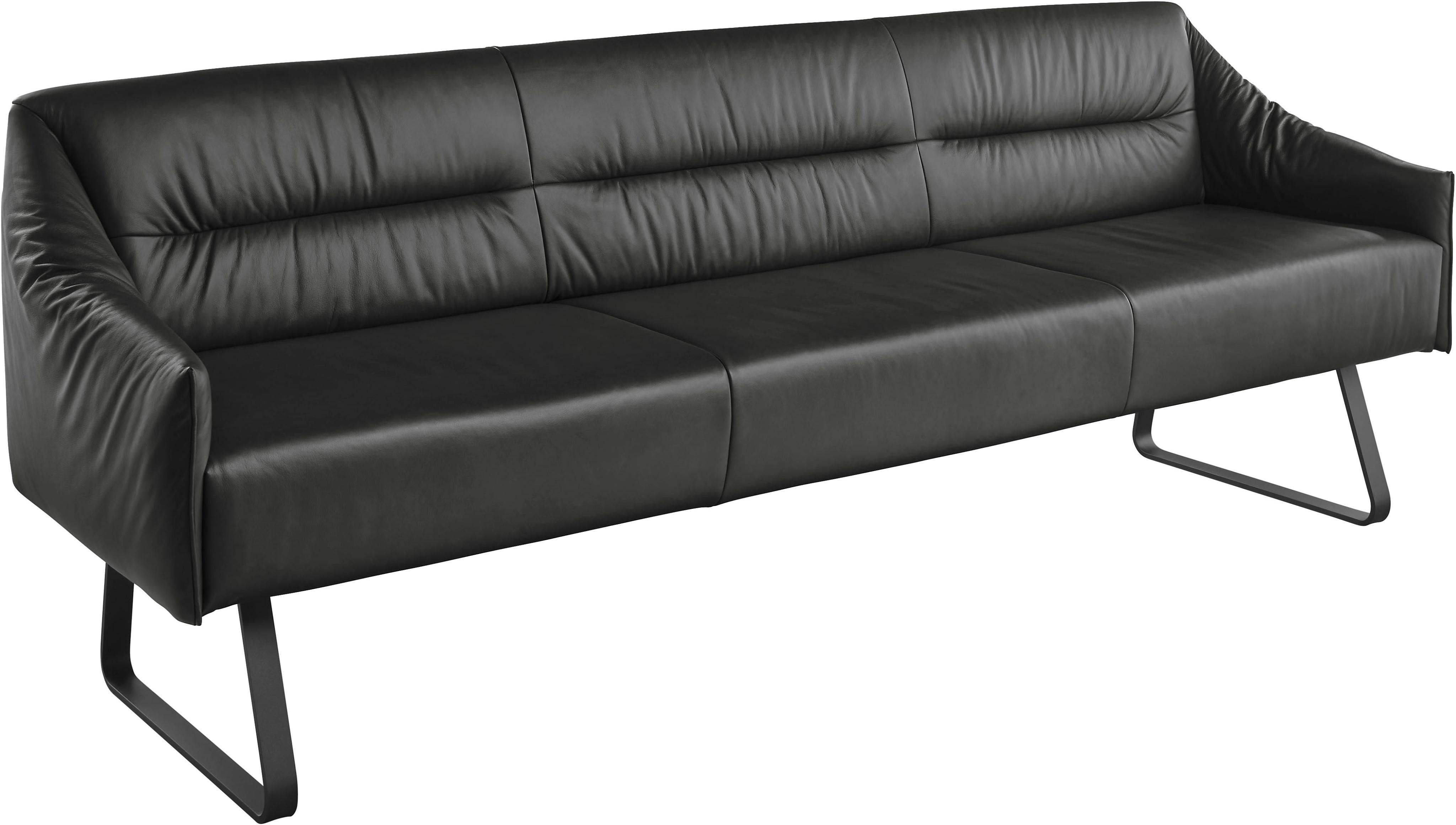 Essbank MUSTERRING "JustB SP500", schwarz (schwarz pearl), B:262cm H:86cm T:70cm, Sitzbänke, Essbank, Metallkufe schwarz, verschiedene Farben, Breite 220 oder 250 cm