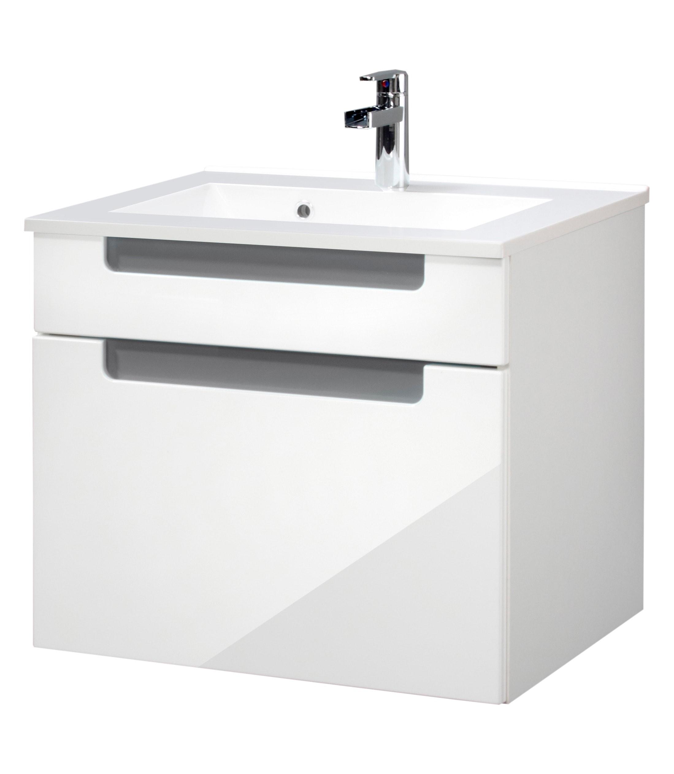 Waschtisch WELLTIME "Siena", grau (anthrazit, weiß, weiß), B:60cm H:54cm T:47cm, Waschtische, Waschtisch, Breite 60 cm