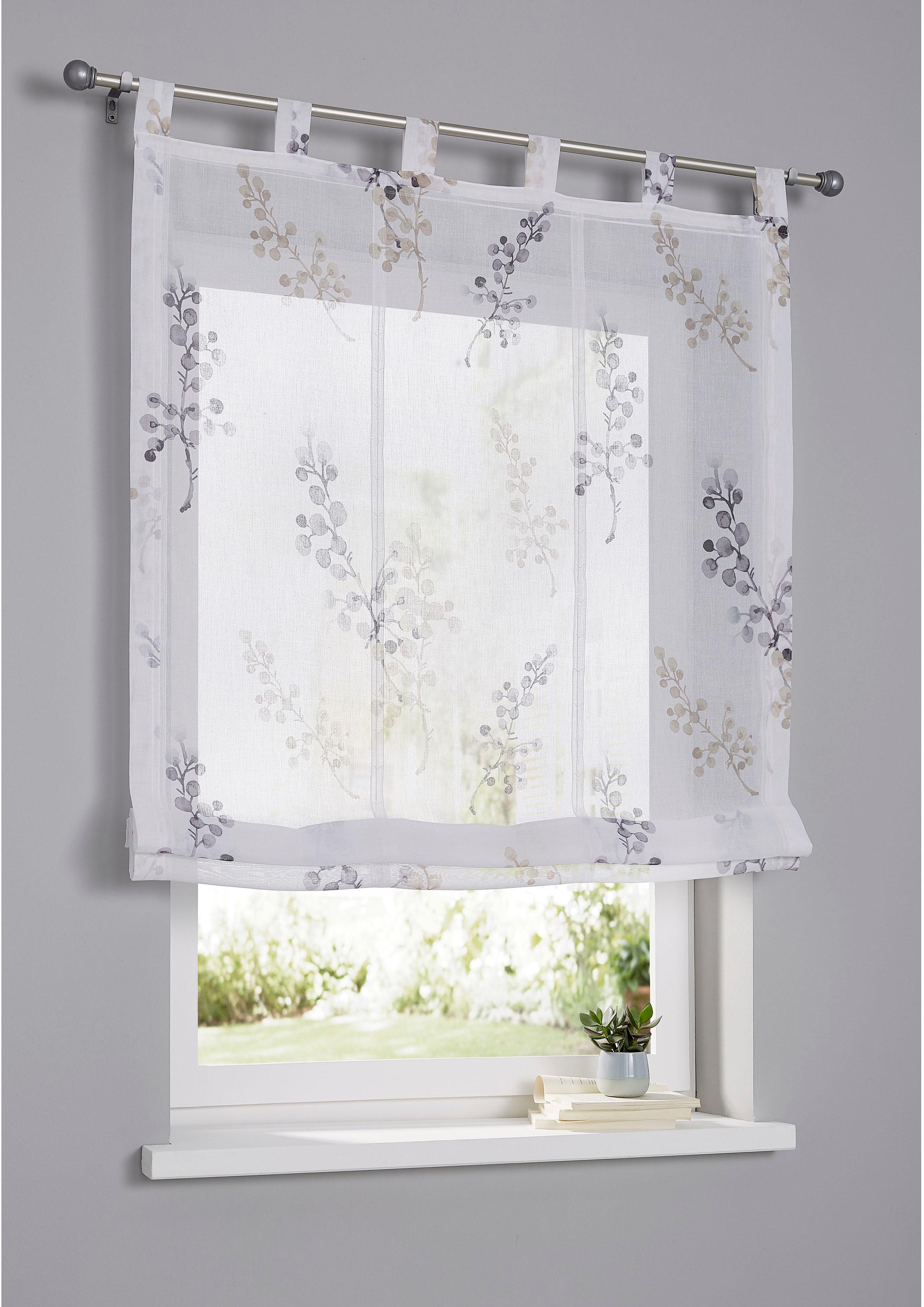 Raffrollo KUTTI "Danny" Gr. 3, grau (grau, sanftes weiß, taupe), B:80cm H:140cm, Obermaterial: 100% Polyester, Raffrollos, Raffrollo, Montage ohne Bohren, für Gardinenstangen