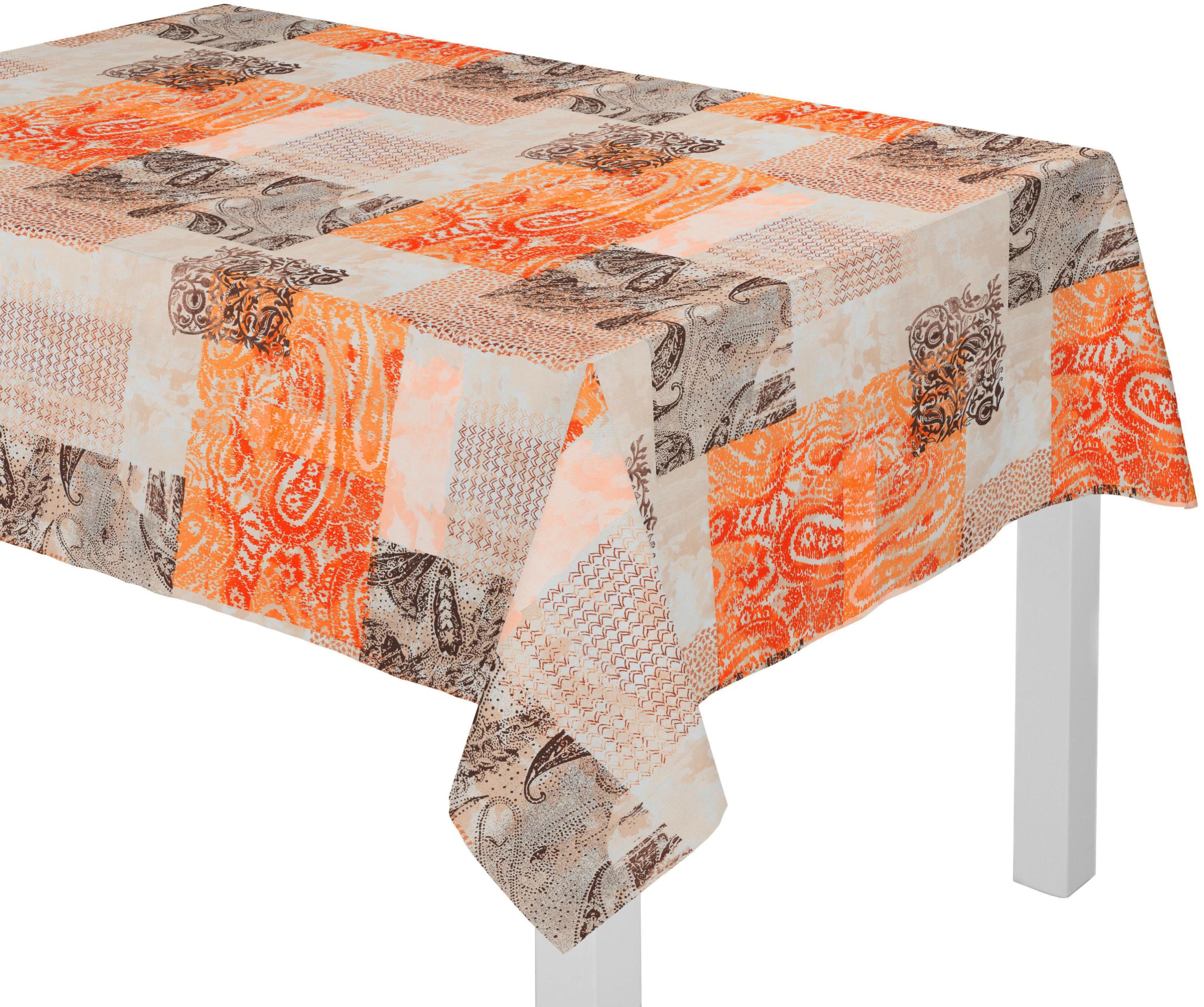 Tischdecke WIRTH "JOLANDA" Gr. 4, orange, B:130cm L:190cm, Polyester, Tischdecken, Tischdecke