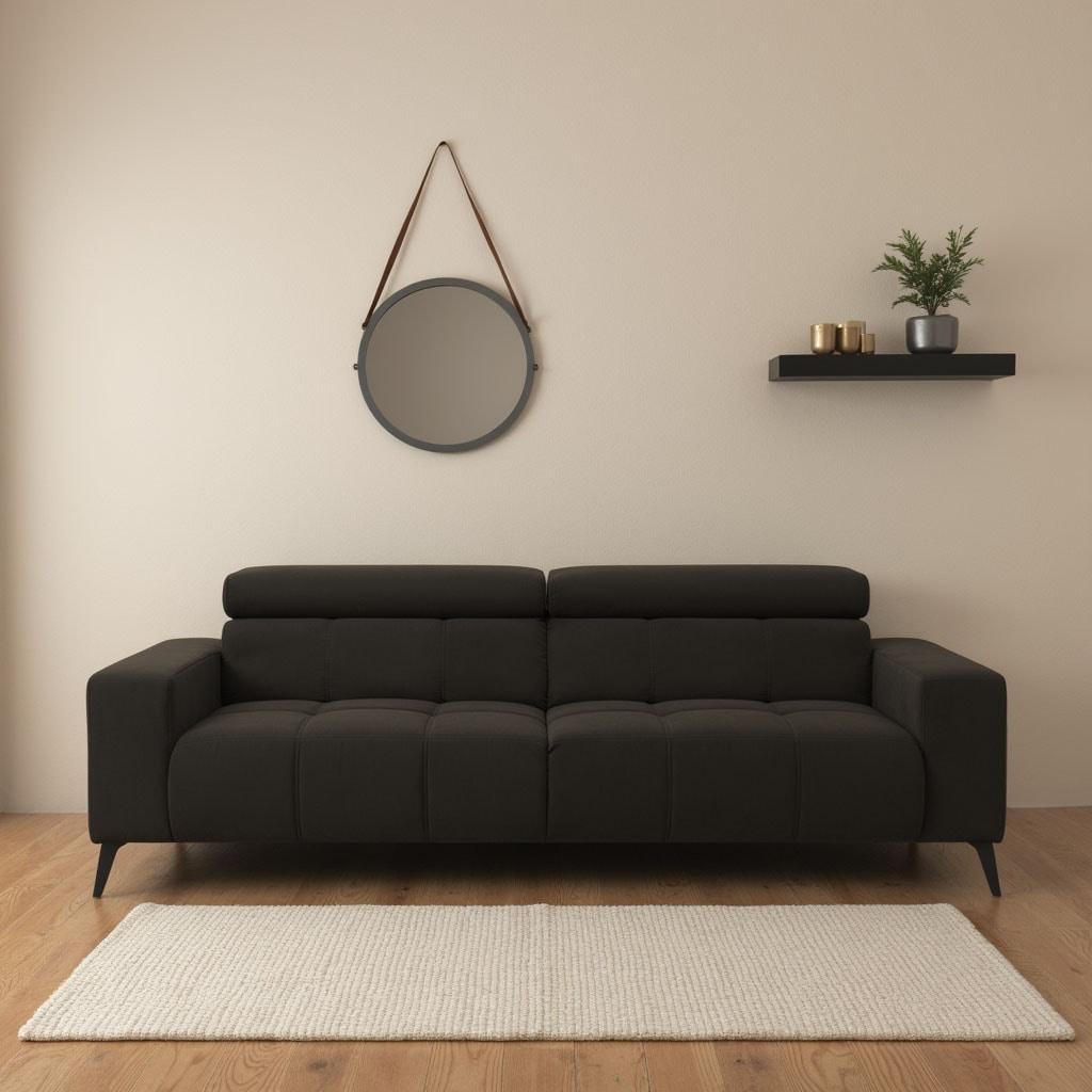 2-Sitzer DOMO COLLECTION "Trento, mit Kufenfuß oder Einzelfuß", braun (espresso), B:208cm H:79cm T:104cm, 92% Polyester, 8% Nylon, Sofas, 2-Sitzer, wahlweise mit Kopfteilverstellung und in zwei Größen erhältlich