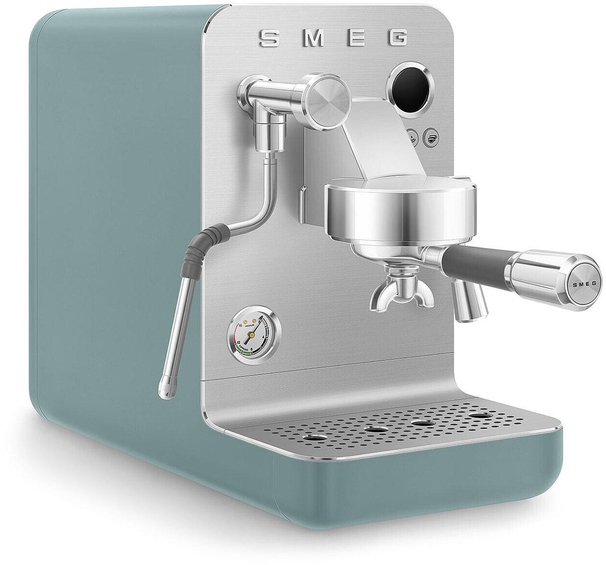 SMEG Espressomaschine "EMC02BLMEU", grün (emerald grün, matt (grün)), B:28,8cm H:54,5cm T:55,5cm, Kaffeemaschinen, Mini Pro, 3-fach Thermoblock Heizsystem, Espressomaschine