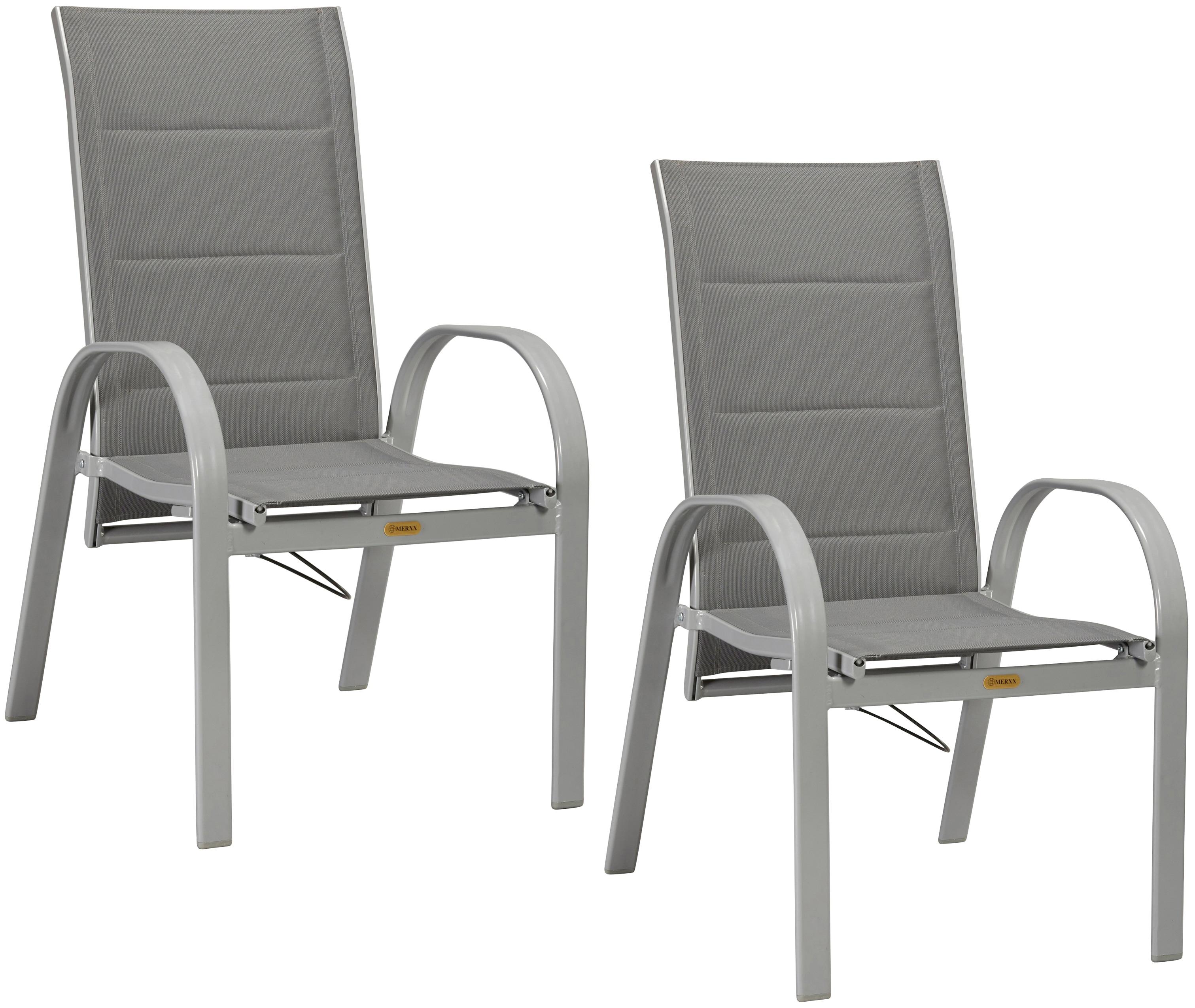 Gartensessel MERXX "Amalfi Deluxe Gasdruckfeder", grau, B:59cm H:107cm T:69cm, Obermaterial: 100% Polyester, Sessel, Gartensessel, 2er Set, Alu/Textil, verstellbar