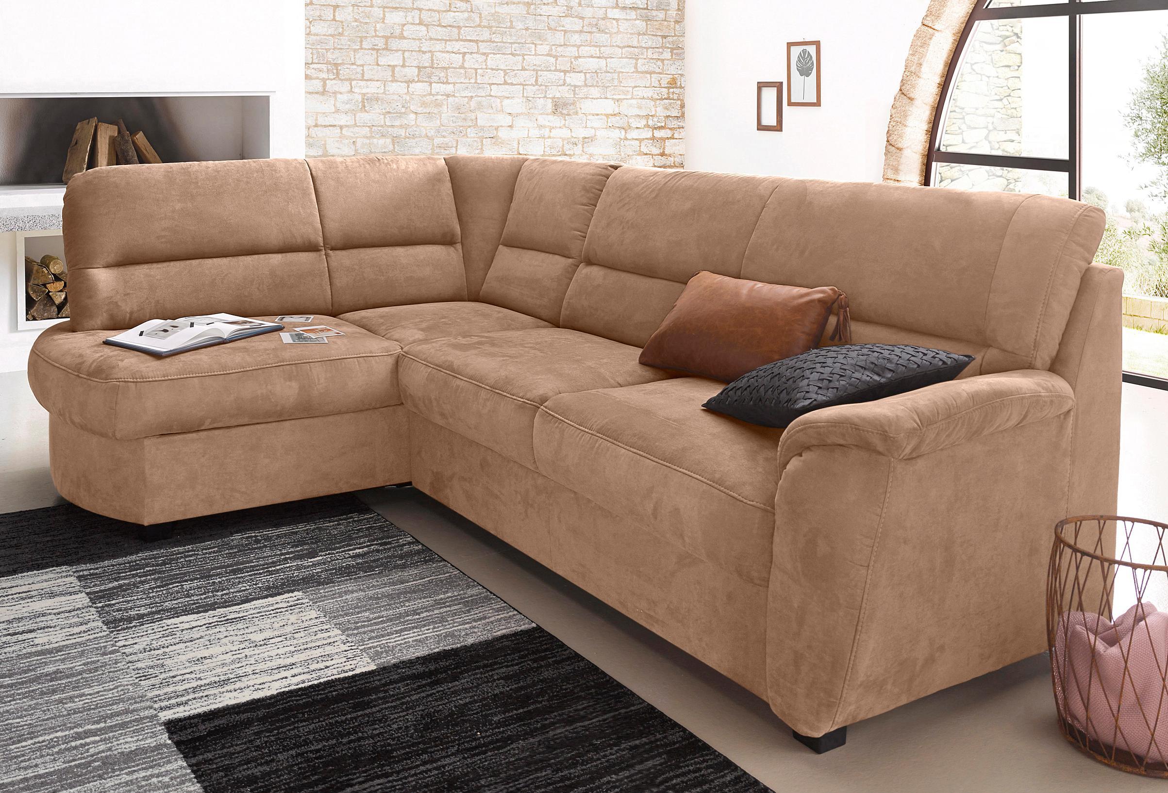Ecksofa SIT & MORE "Pandora L-Form", braun, B:251cm H:91cm T:176cm, Luxus-Microfaser ALTARA NUBUCK (100% Polyester);Luxus-Microfaser ALTARA NUBUCK (100% Polyester);Luxus-Microfaser (100% Polyester), Sofas, Ecksofa, wahlweise mit Bettfunktion und Bettkasten