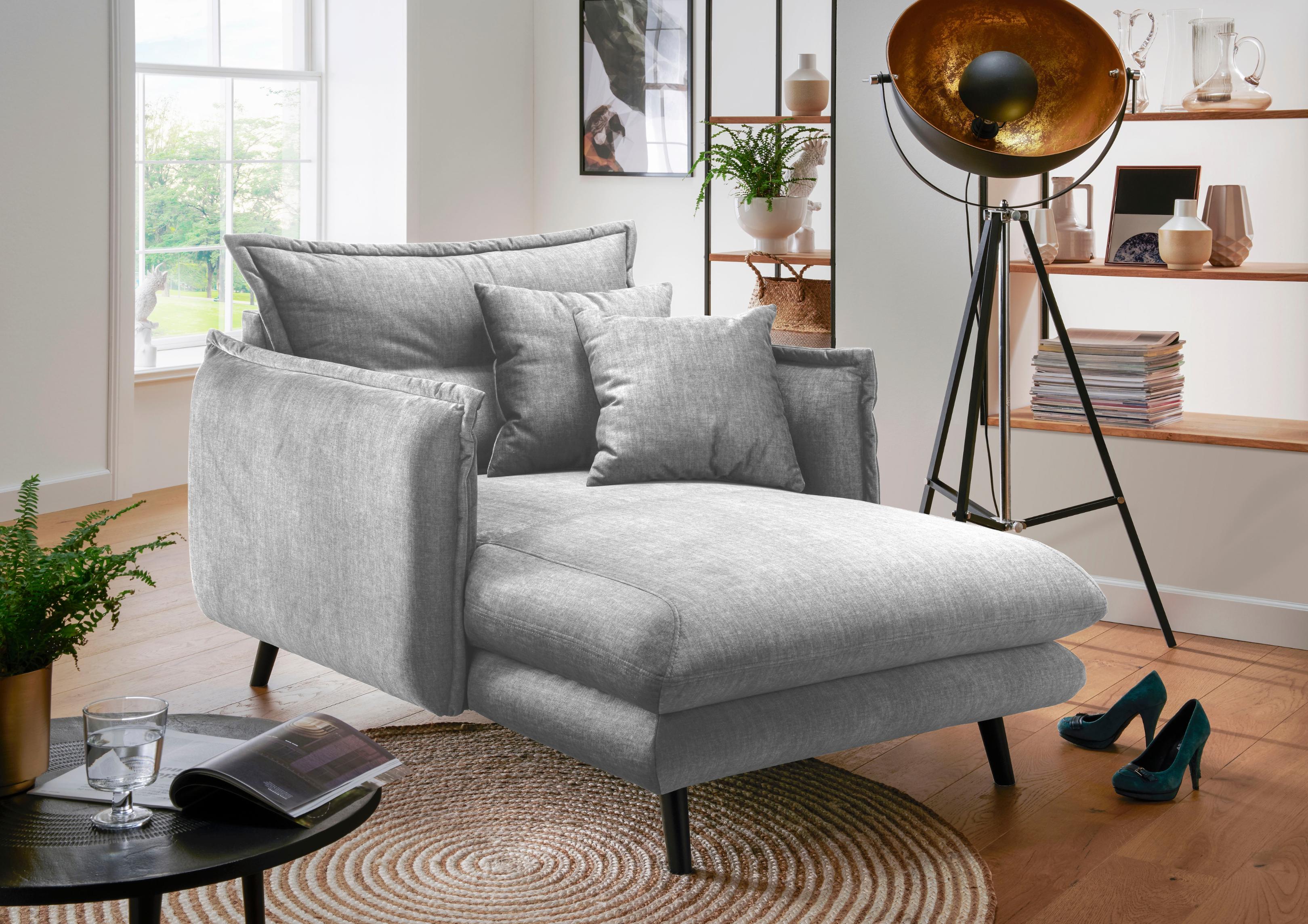 Loveseat HOME AFFAIRE "Lazio", silber, B:111cm H:101cm T:167cm, 100% Polyester, Sessel, Loveseat, moderner Sessel mit einer bequemen Polsterung, 2 Stk. Zierkissen