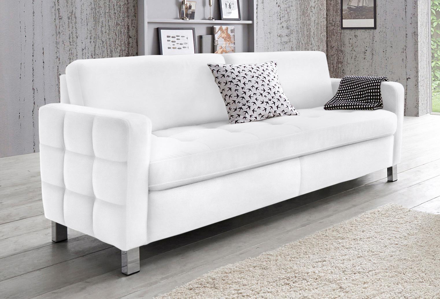 3-Sitzer SIT & MORE "Pablo", weiß (altweiß), B:163cm H:78cm T:78cm, Kunstleder SOFTLUX / Struktur (100% Polyester);Flachgewebe (100% Polyester) / Struktur (100% Polyester), Sofas, 3-Sitzer