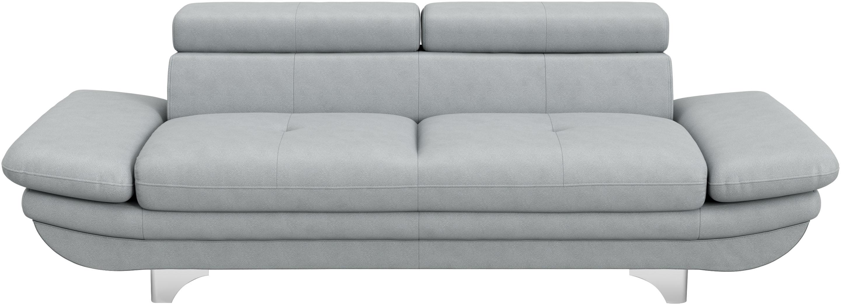 3-Sitzer COTTA "Enterprise", grau (hellgrau), B:233cm H:75cm T:104cm, Softlux-Kunstleder;Luxus-Kunstleder, Sofas, 3-Sitzer, Big-Sofa, mit Armteilverstellung & Kopfteilverstellung