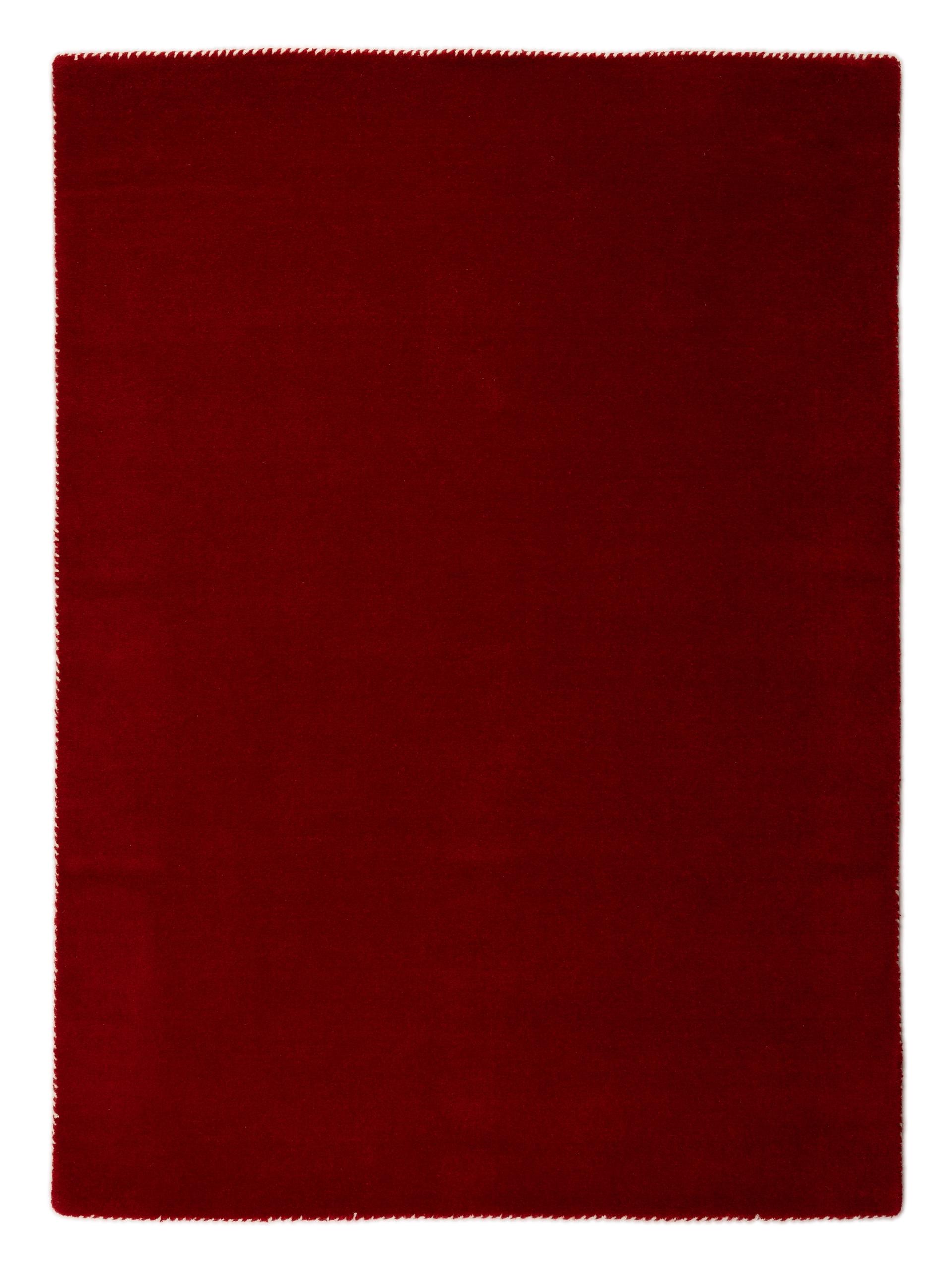 Wollteppich CARPETFINE "Gabbeh Lola Uni", rot, B:200cm H:14mm L:250cm, Wolle, Teppiche, Wollteppich, mit natürlichem Pflanzenmaterial von Hand gewebt, auch in Rund