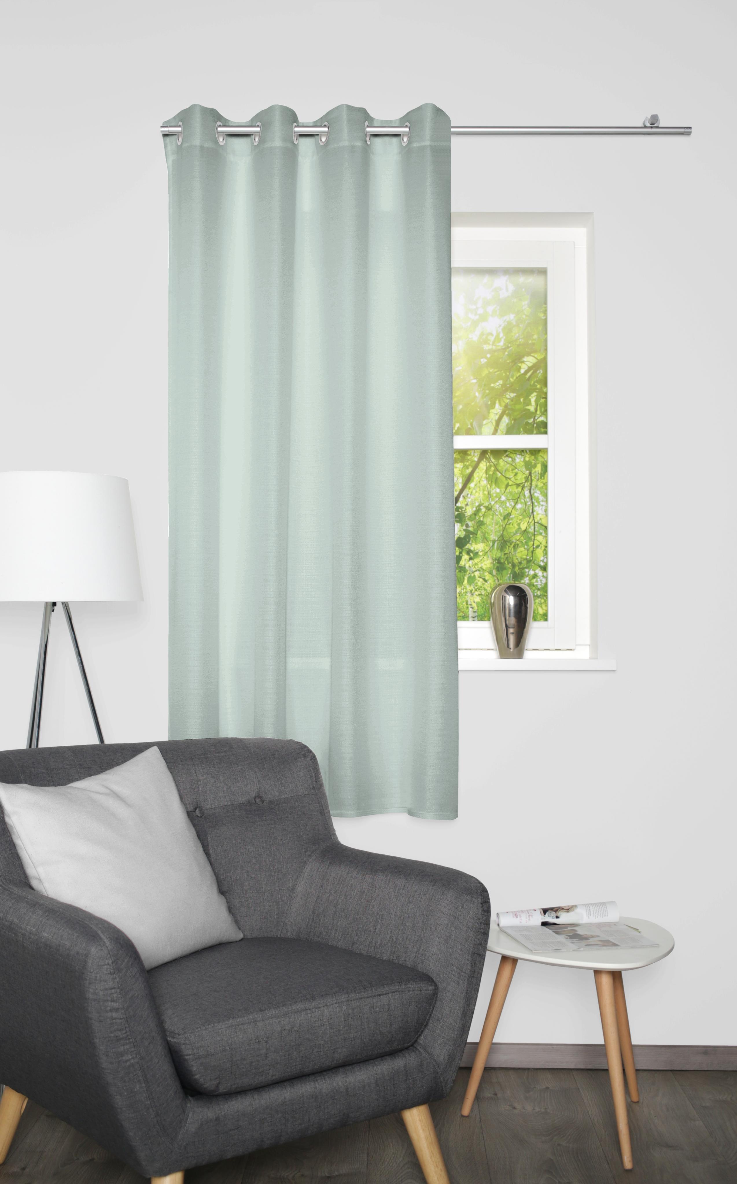 Vorhang HOME BASICS "BENOGA", mint, B:135cm H:175cm, Polyester, Gardinen, Vorhang, Ösenschal, Uni, Dekostruktur