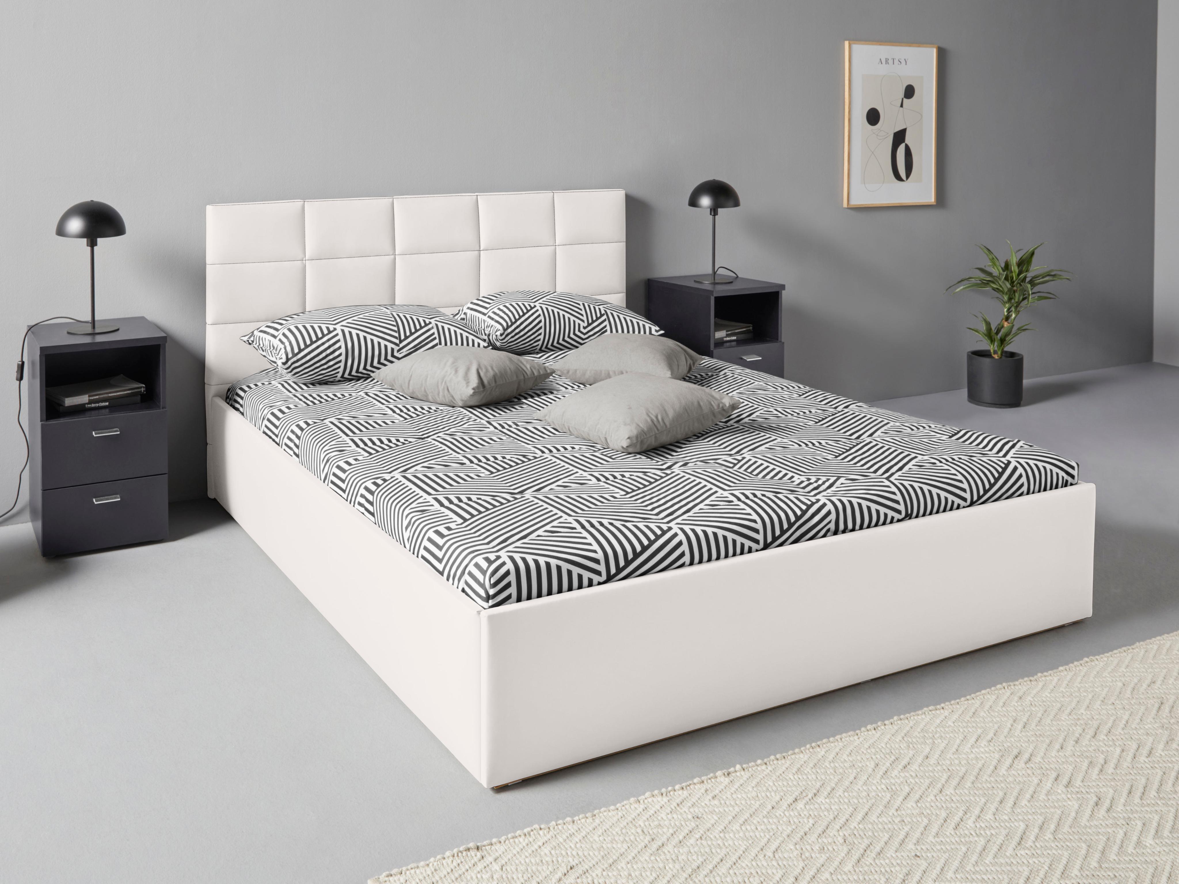 Polsterbett, weiß, B:168cm L:210cm, WESTFALIA SCHLAFKOMFORT, Betten, Polsterbett, inkl. Bettkasten bei Ausführung mit Matratze, in 2 Höhen