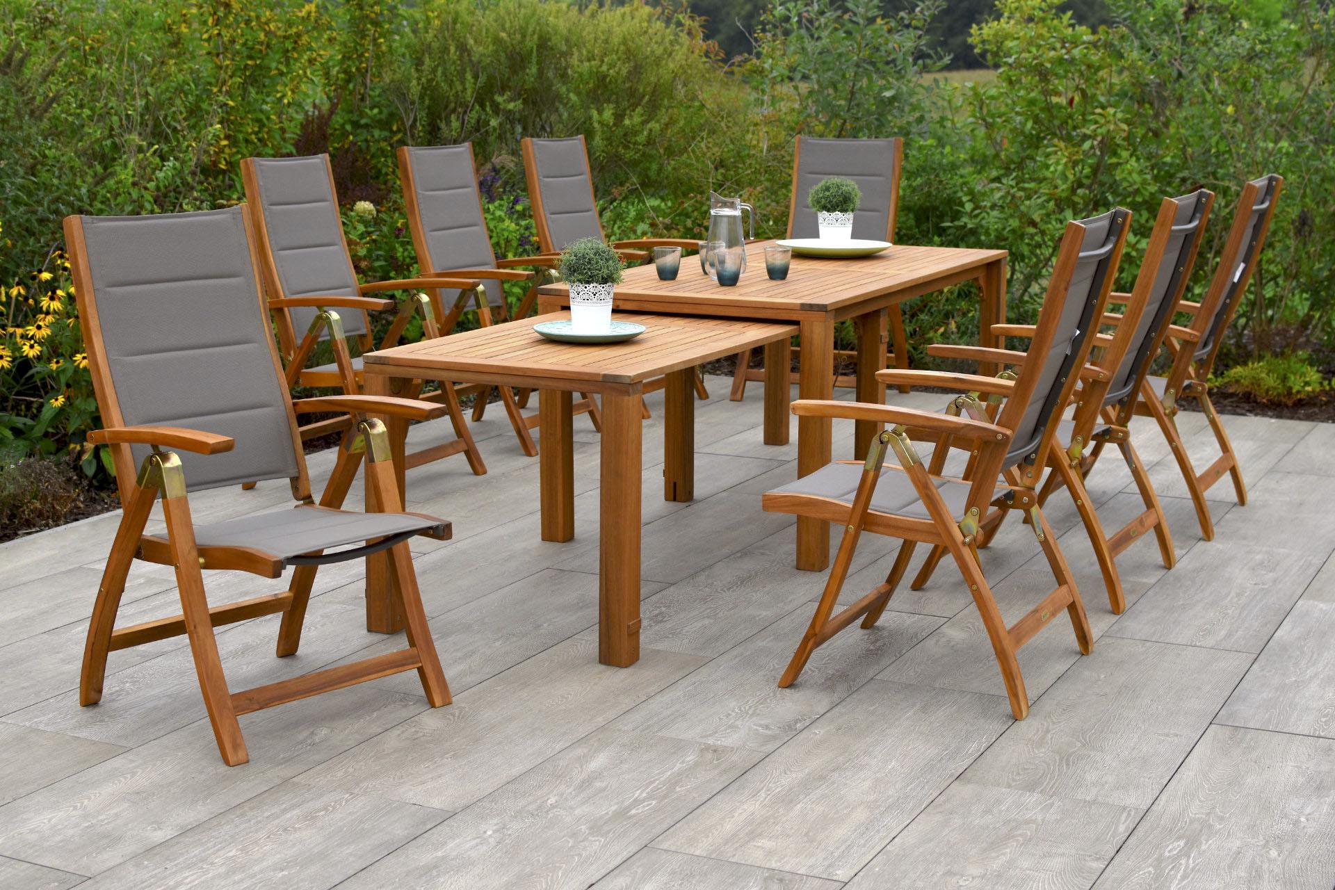 Garten-Essgruppe MERXX "Acapulco", beige (natur, grau), Polyester, Massivholz, Polyester, Sitzmöbel-Sets, Garten-Essgruppe
