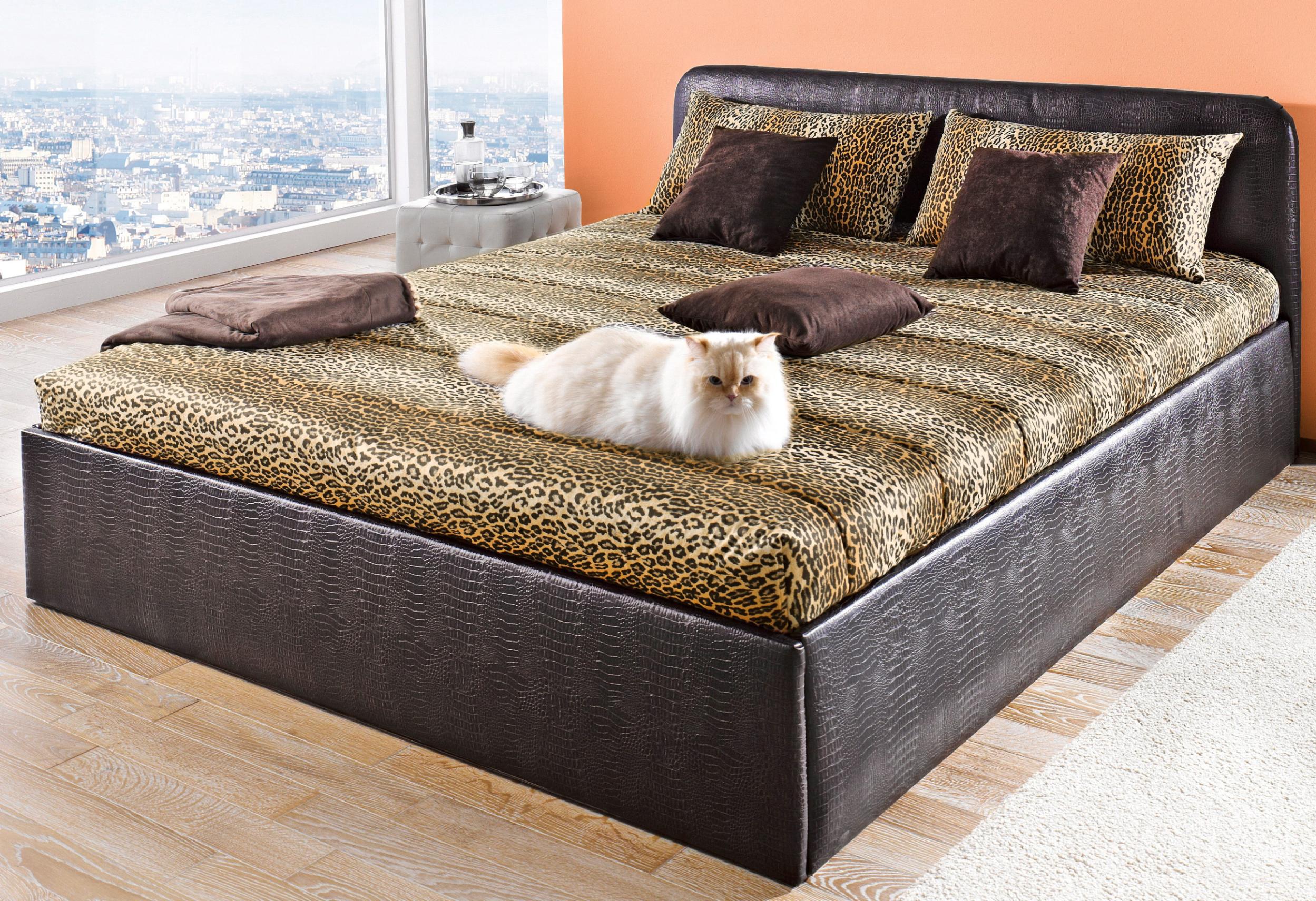 Polsterbett, braun, B:188cm L:210cm, Bezug Bett: Kunstleder;Bonnell-Federkernmatratze: 51% Polypropylen, 39% Polyester, 10% Baumwolle;Kaltschaummatratze: 100% Polyester, Bezug abnehm- und waschbar bis 60C, WESTFALIA SCHLAFKOMFORT, Betten, Polsterbett, inkl. Bettkasten bei Ausführung mit Matratze