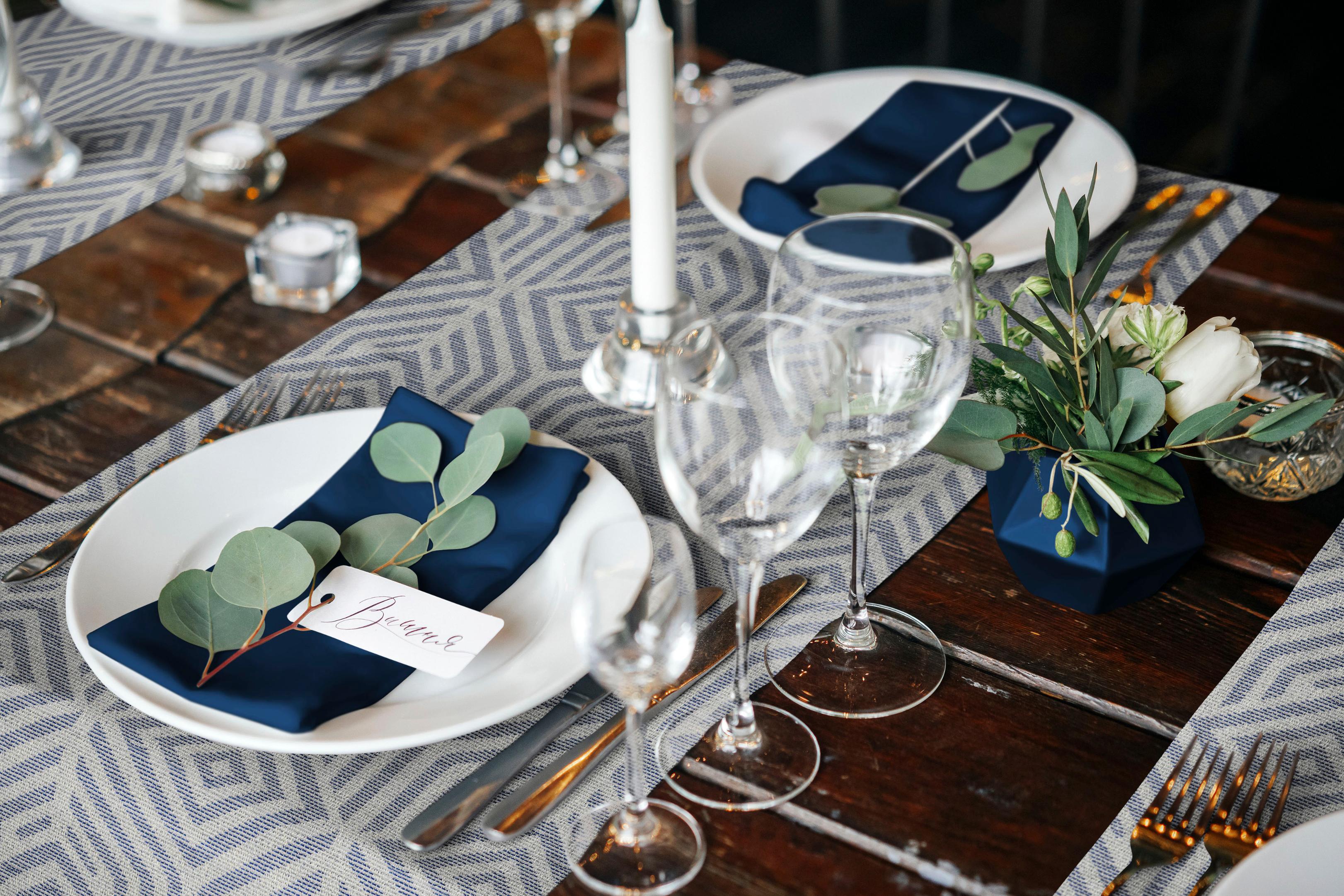 Platzset ADAM "Tischset Easy Diamond" Gr. 1, blau (dunkelblau), 9 Stk., Baumwolle, rechteckig, Obermaterial: 100% Baumwolle, Platzsets, Platzset, Made in Germany, für 4 Personen