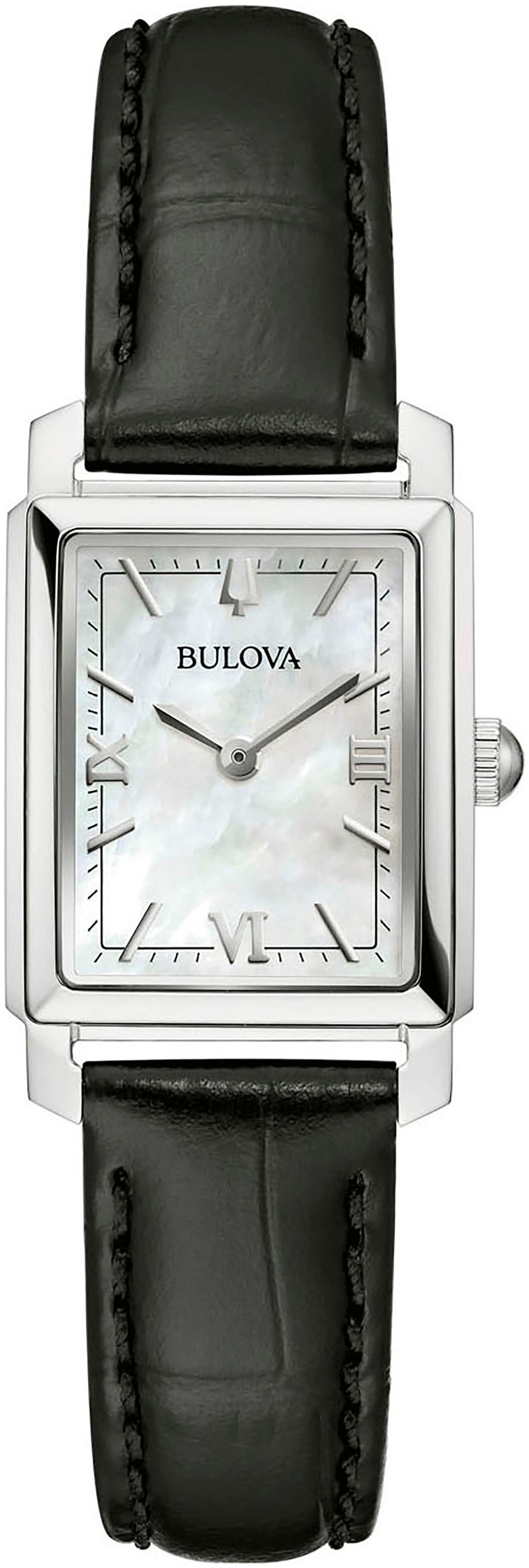 Quarzuhr BULOVA, schwarz, Armbanduhren, Damen, Quarzuhr, Armbanduhr, Damenuhr, Lederarmband, analog