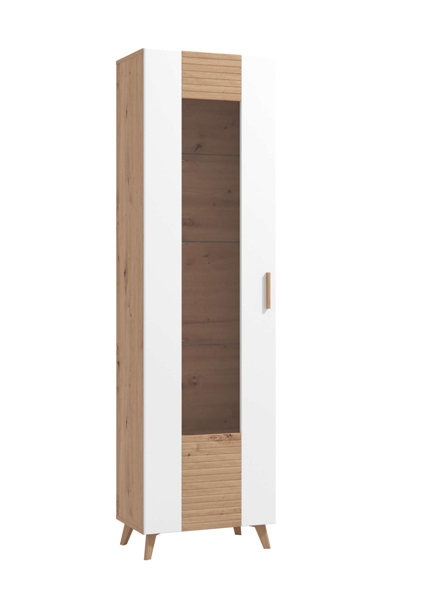 Vitrine INOSIGN "Bretagna Vitrinenschrank, Standvitrine, Showcase", braun (artisan eiche), B:58cm H:202,5cm T:35cm, Glas, Holzwerkstoff, MDF, Schränke, Vitrine, in trendigen Farben, Glastür, in verschiedenen Varianten erhältlich