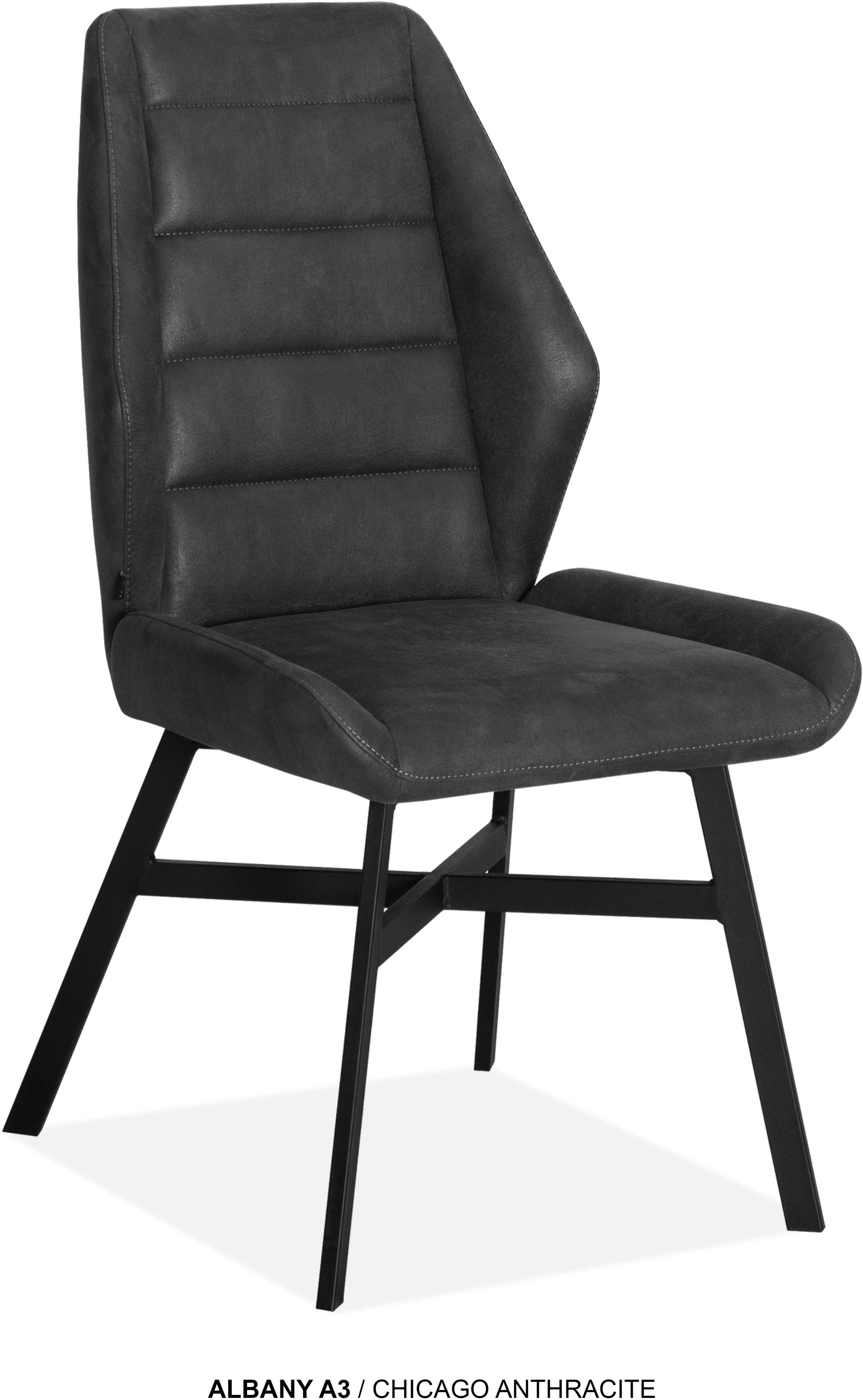 Esszimmerstuhl OMG DESIGN "Albany", anthrazit, schwarz, anthrazit, B:51cm H:96cm T:63,5cm, Polyester, Stühle, Esszimmerstuhl, Esszimmerstuhl, pflegeleichter Bezug