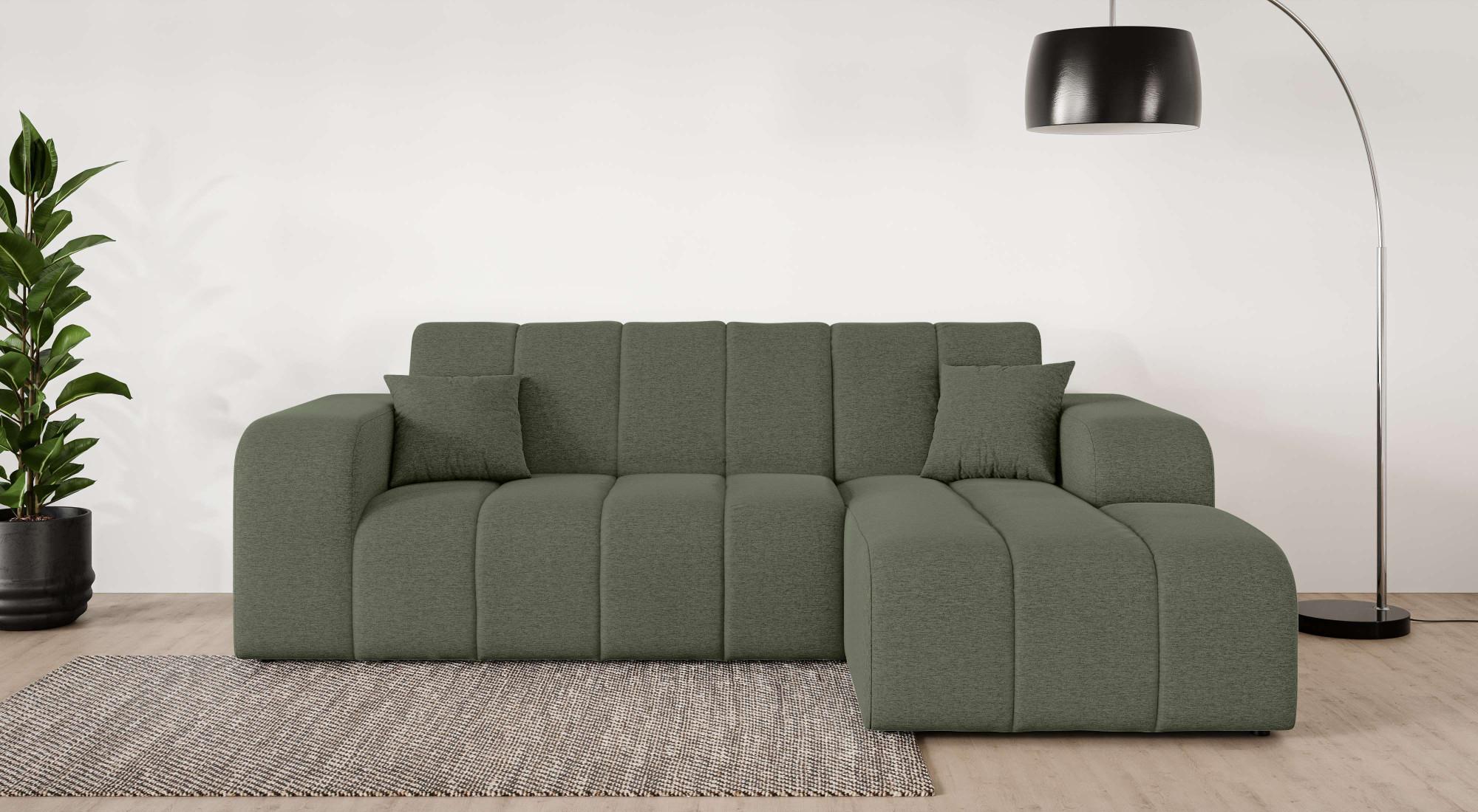 Ecksofa OTTO HOME "CASSY L-Form, Schlafsofa mit Bettkasten, Maße B/T/H: 245/165/88 cm", grün (dunkelgrün), B:248cm H:83,5cm T:165,5cm, 94% Polyester, 6% Nylon, Sofas, Ecksofa, mit 2 Rückenkissen, Recamiere rechts oder links bestellbar
