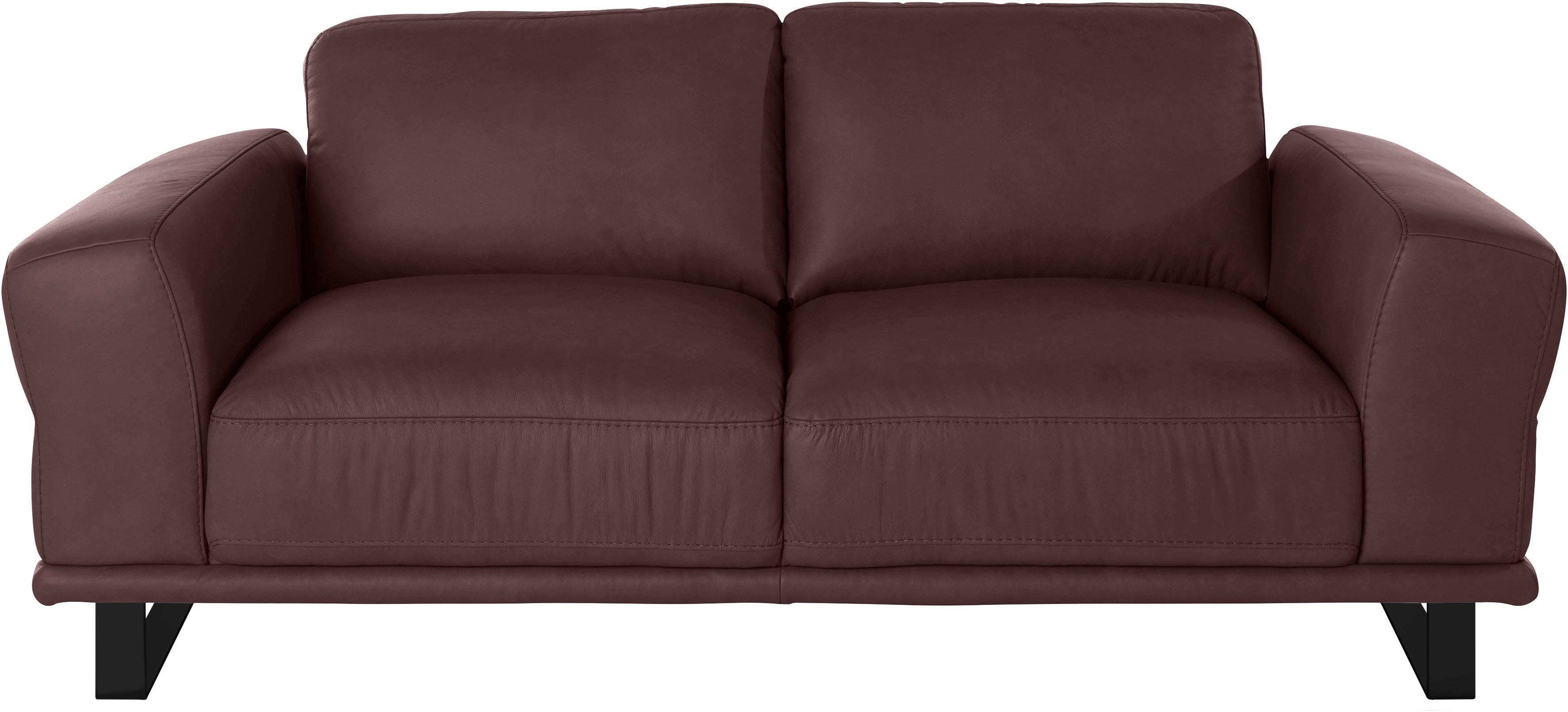 2-Sitzer W.SCHILLIG "montanaa", braun (mocca z69), B:192cm H:78cm T:94cm, Sofas, 2-Sitzer, mit Metallkufen in Schwarz pulverbeschichtet, Breite 192 cm