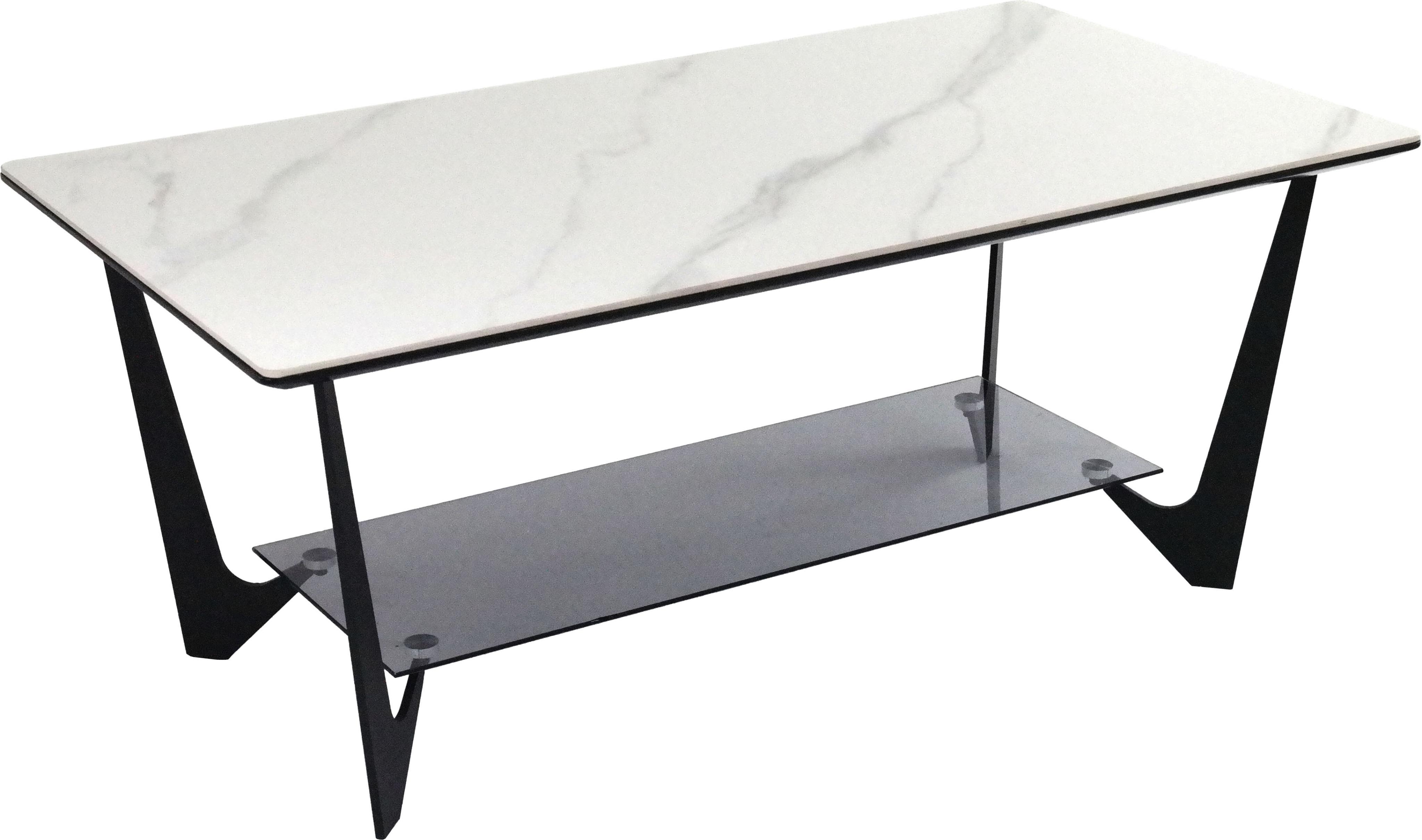 Couchtisch PAROLI, weiß (weiß, schwarz, weiß marmorisiert), B:110cm H:42cm T:60cm, Tische, Couchtisch