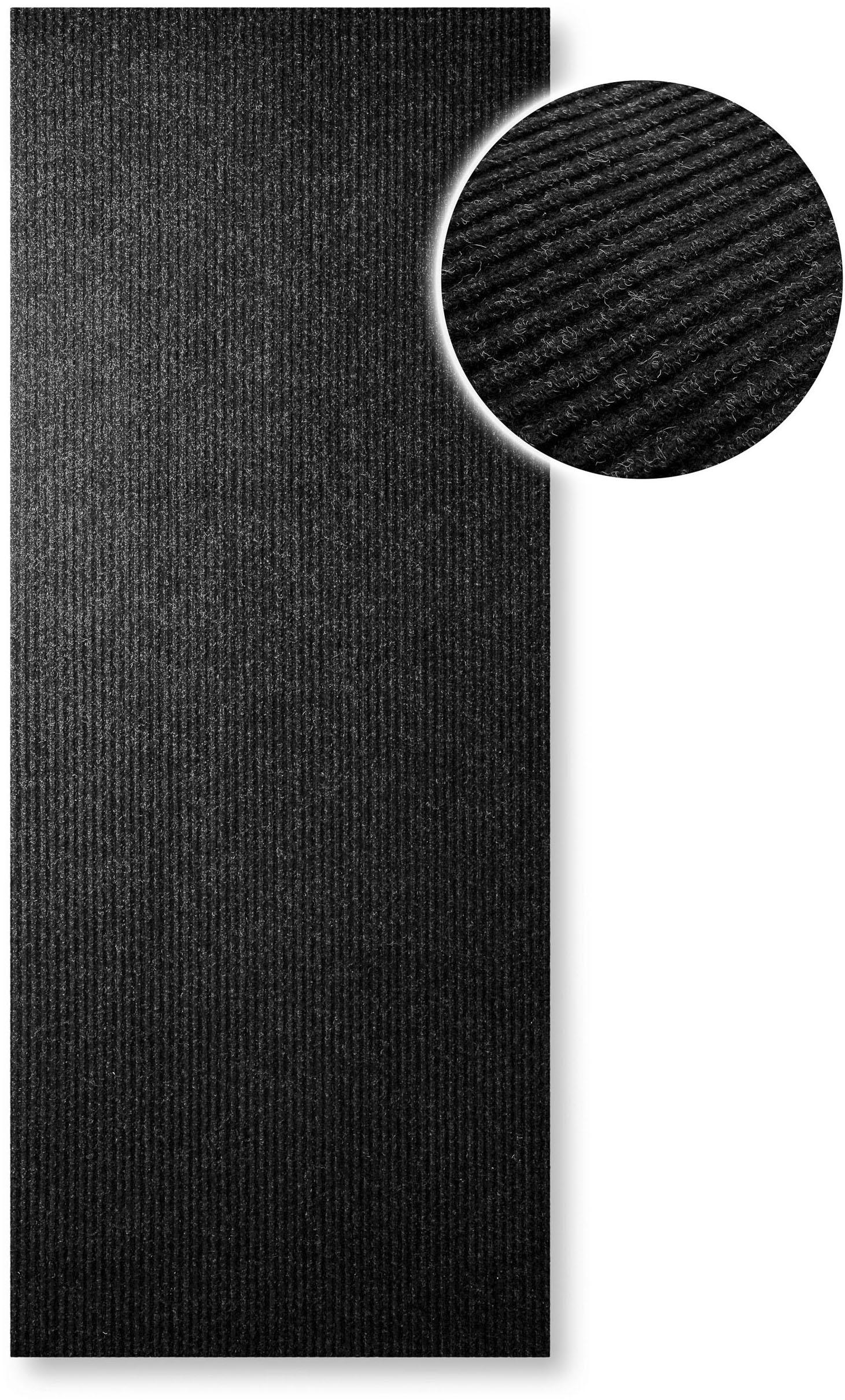 Teppich WECON HOME "Buhai", schwarz, B:80cm H:3mm L:180cm, Polyester, Teppiche, Teppich, ultraflacher Schmutzfangläufer, rutschfest, waschbar, wetterfest