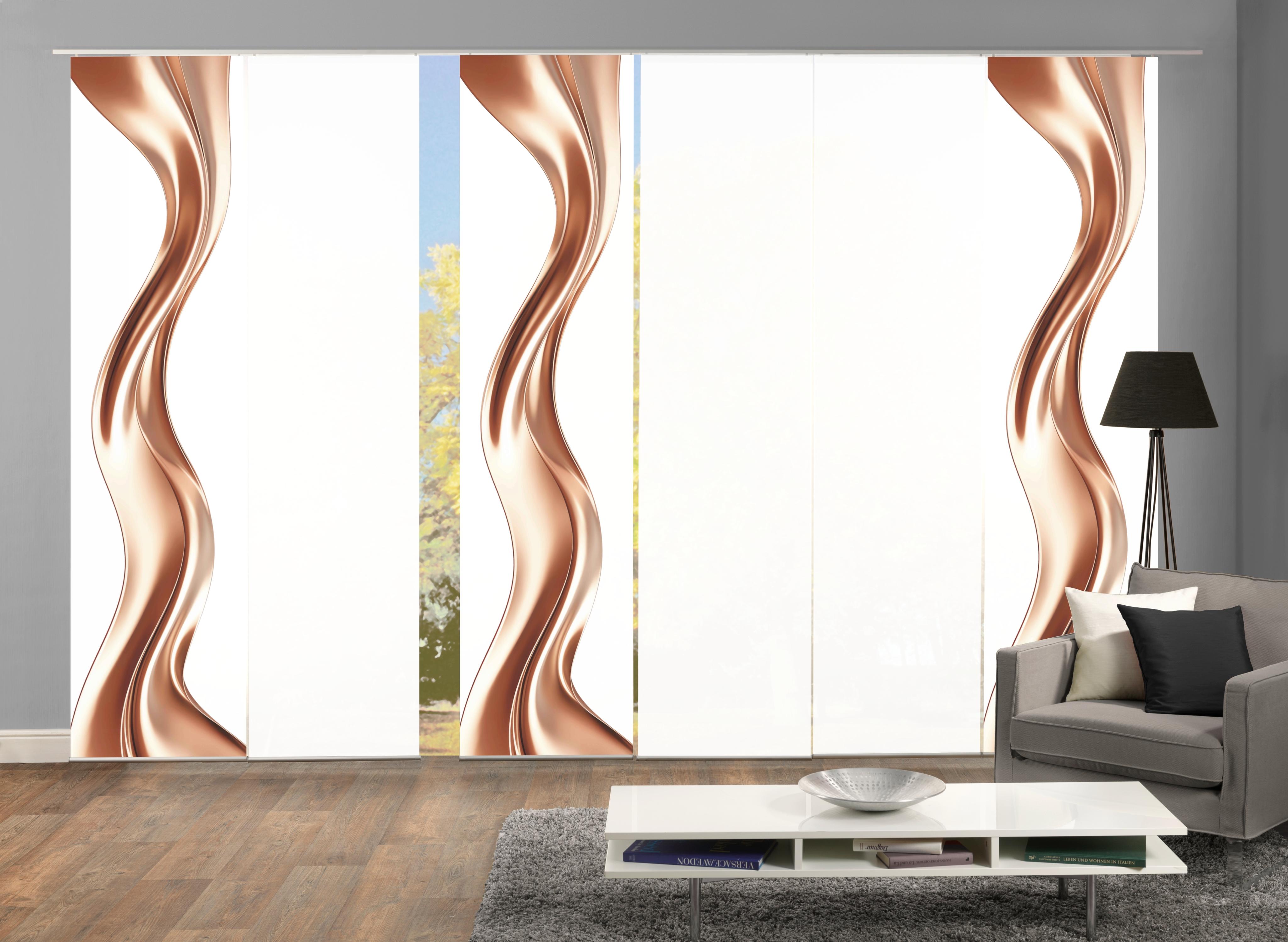 Schiebegardine HOME WOHNIDEEN "OAKLEY" Gr. 1, rosa, B:60cm H:245cm, Polyester, Gardinen, Schiebegardine, SCHIEBEVORHANGSET,SEIDENOPTIK,DIGIDRUCK