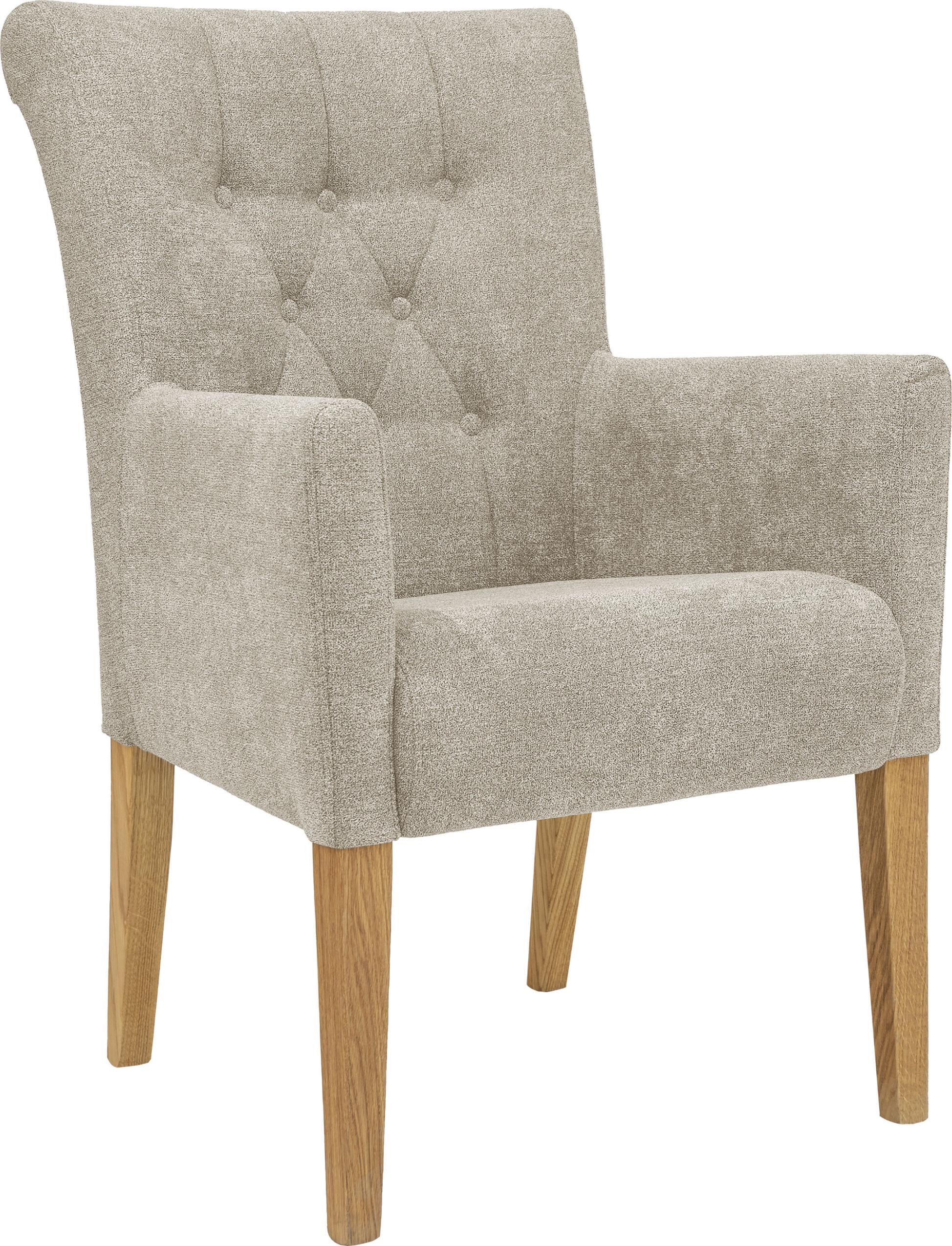 Esszimmerstuhl HOME AFFAIRE "King", beige (creme, natur), B:60cm H:92cm T:65cm, Polyester, Stühle, Esszimmerstuhl, Armlehnstuhl mit Knopfheftung, Polsterstuhl