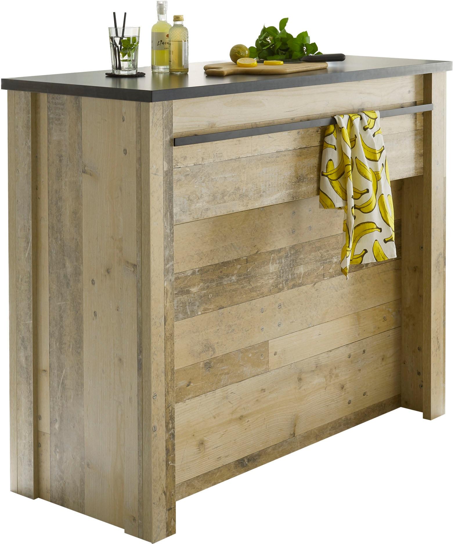 Unterschrank HOME AFFAIRE "Sherwood", braun (old style hell dekor), B:130cm H:106cm T:52cm, Holzwerkstoff, Schränke, Unterschrank, mit Handtuchhalter aus Metall, Höhe 106 cm